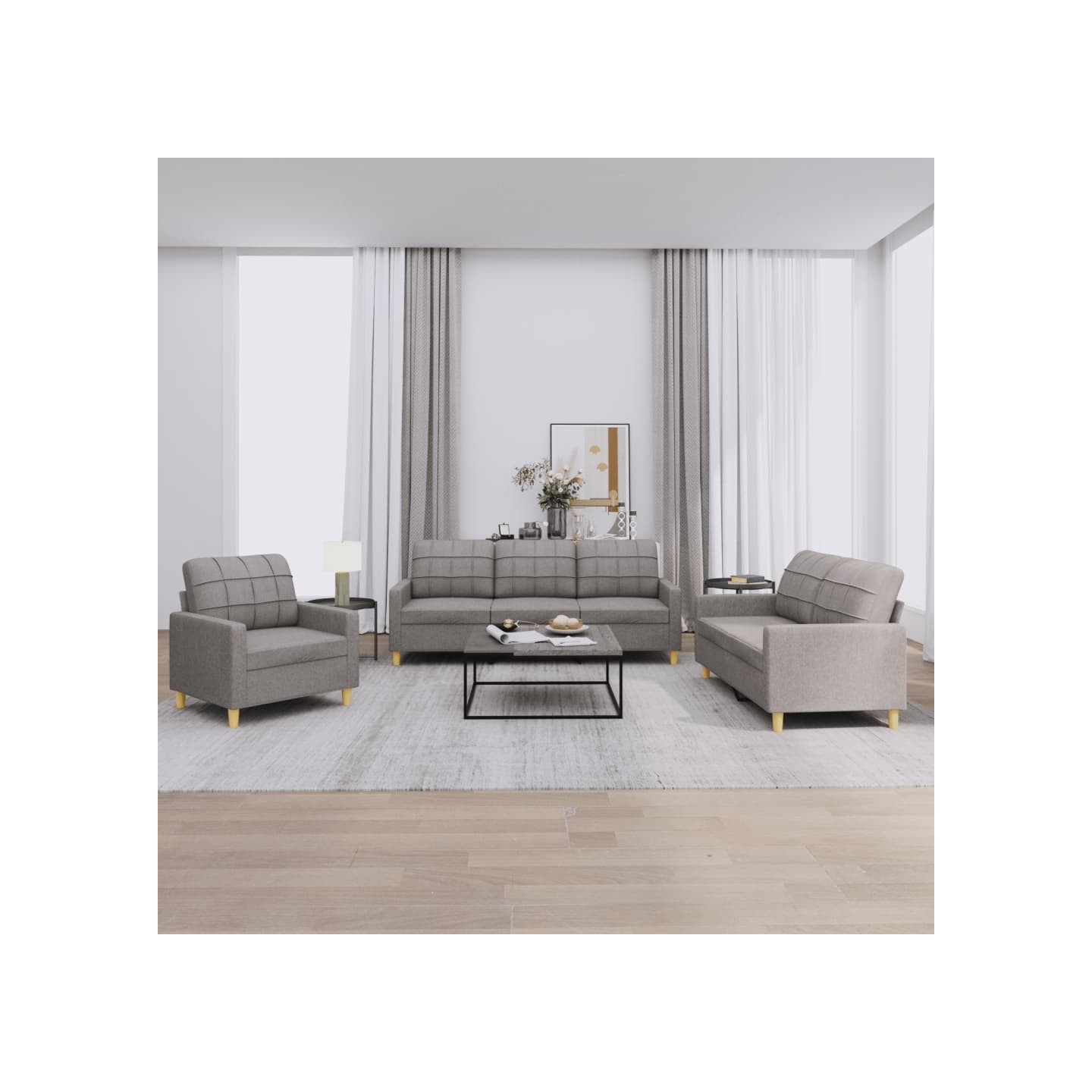 Ensemble de canapés 3 pcs avec coussins Taupe Tissu