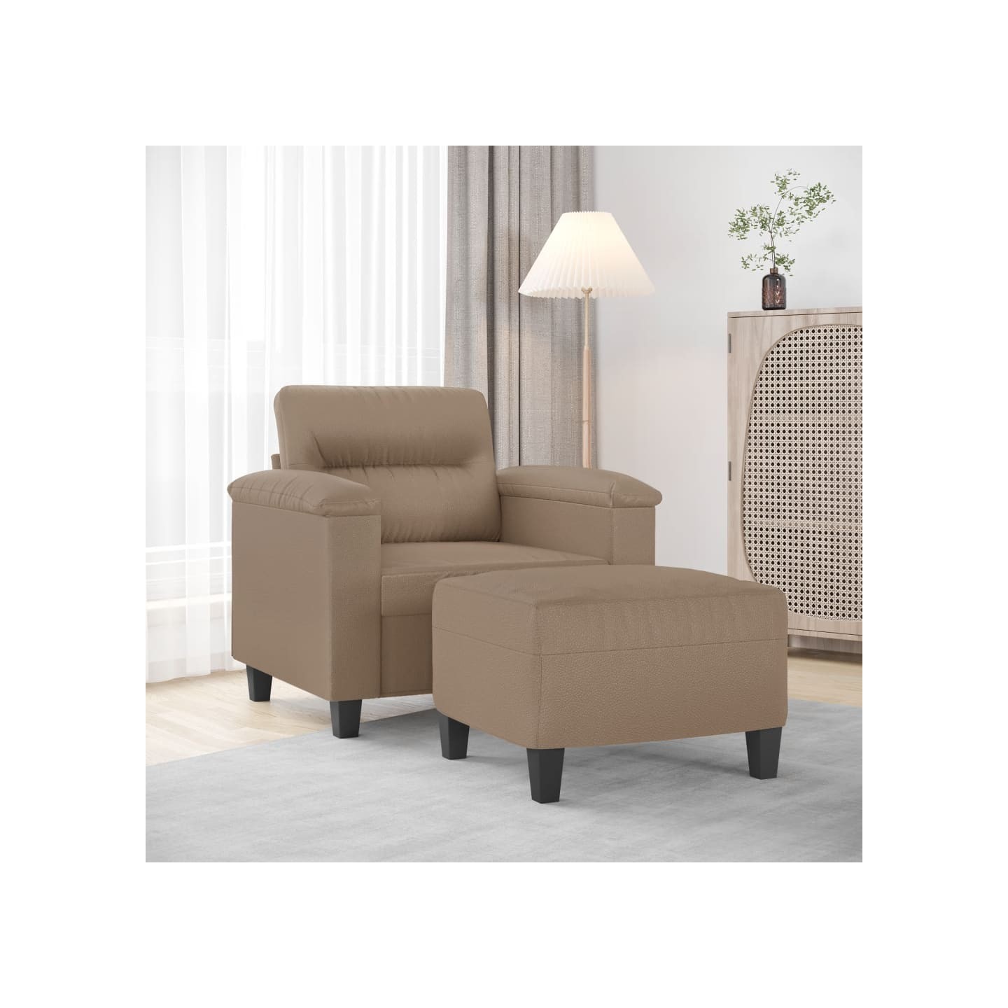 Fauteuil avec repose-pied Cappuccino 60 cm Similicuir