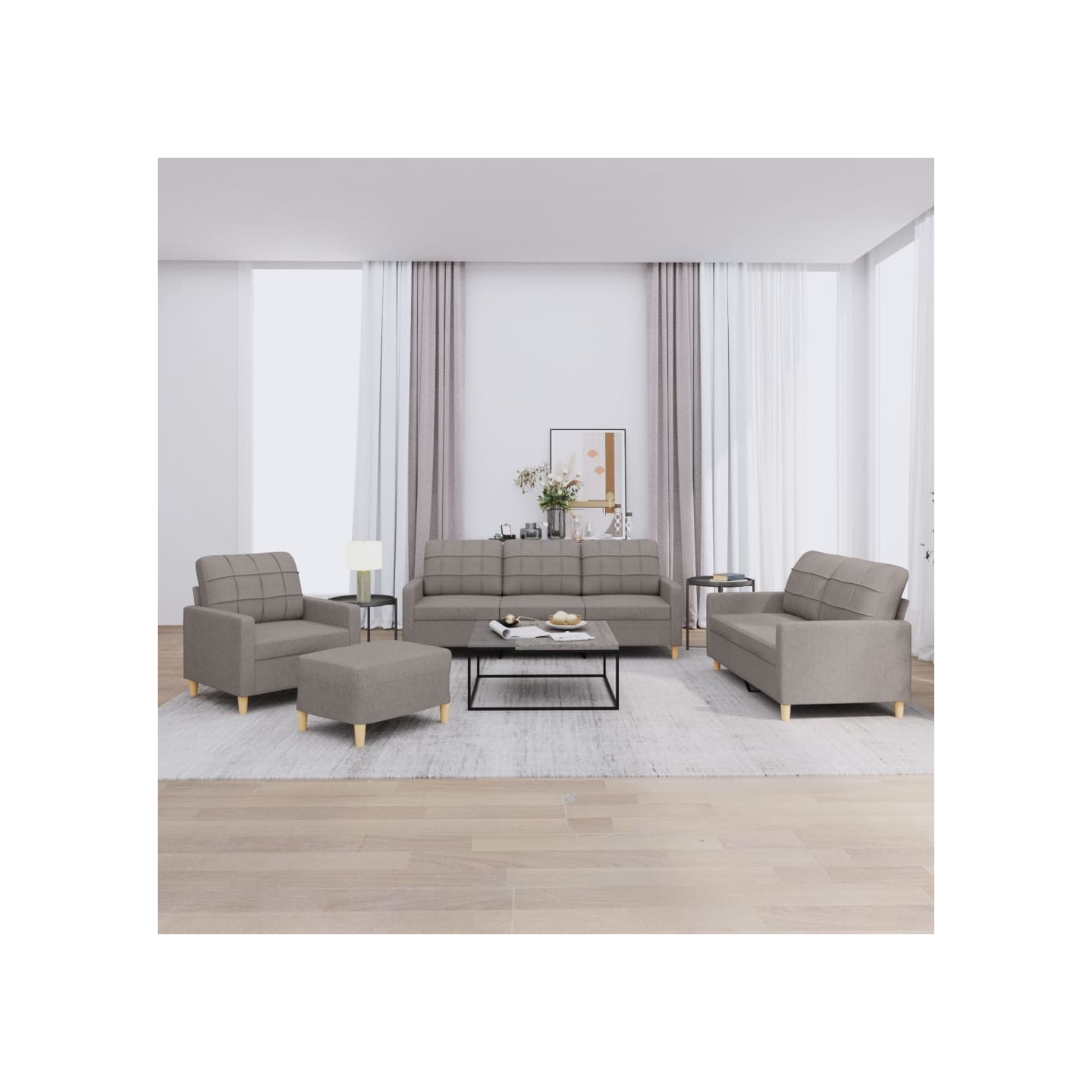 Ensemble de canapés 4 pcs avec coussins Taupe Tissu