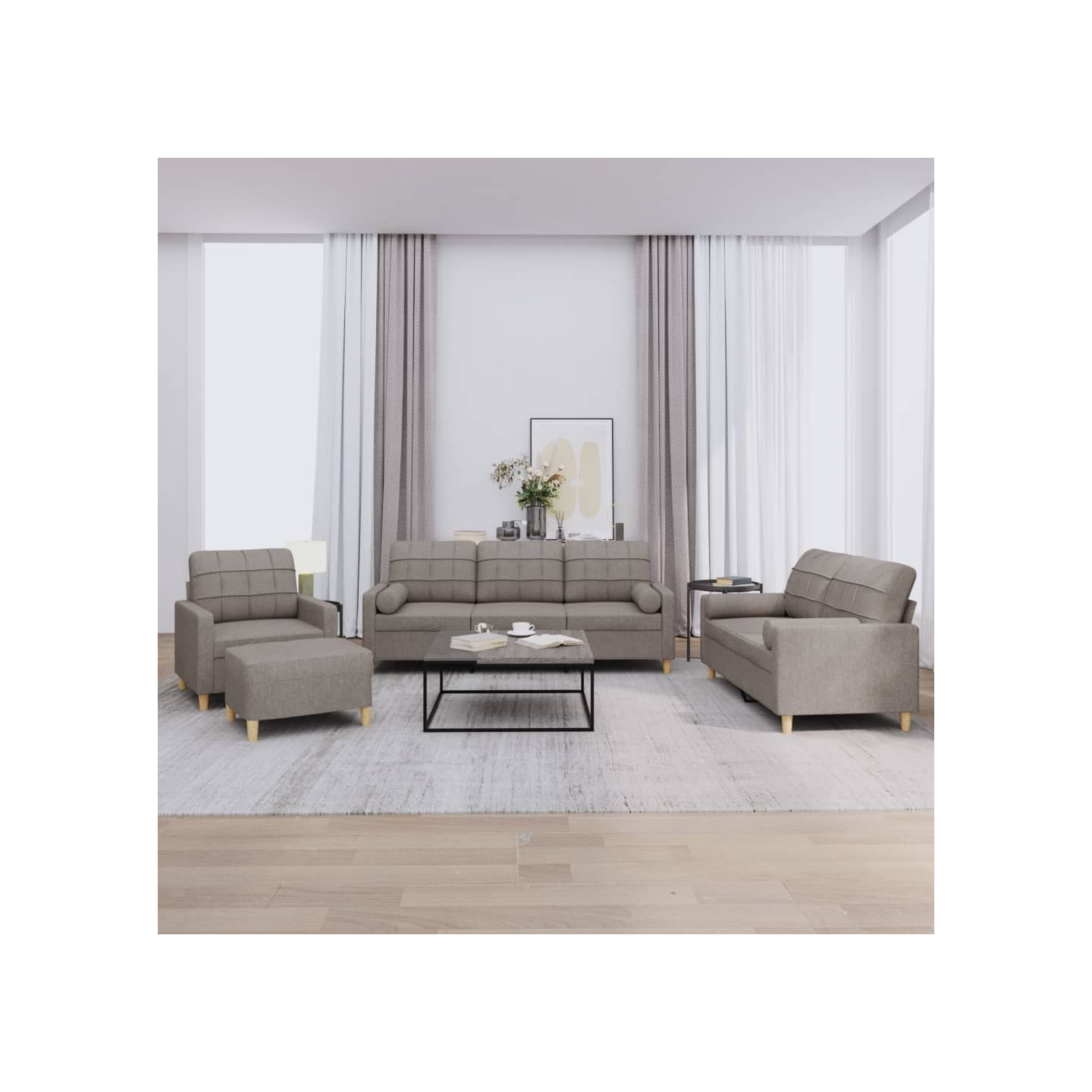 Ensemble de canapés 4 pcs avec coussins taupe tissu