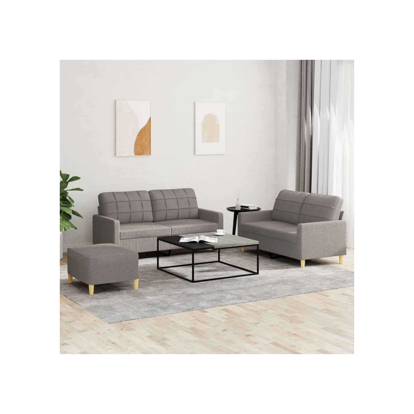 Ensemble de canapés 3 pcs avec coussins Taupe Tissu