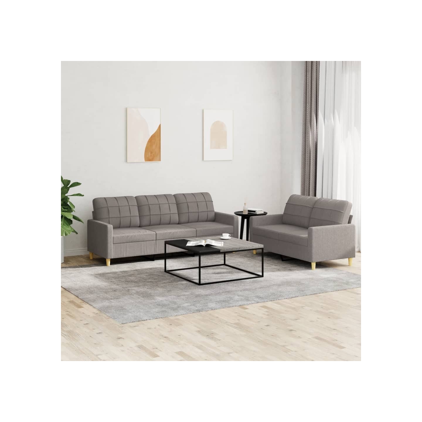 Ensemble de canapés 2 pcs avec coussins Taupe Tissu