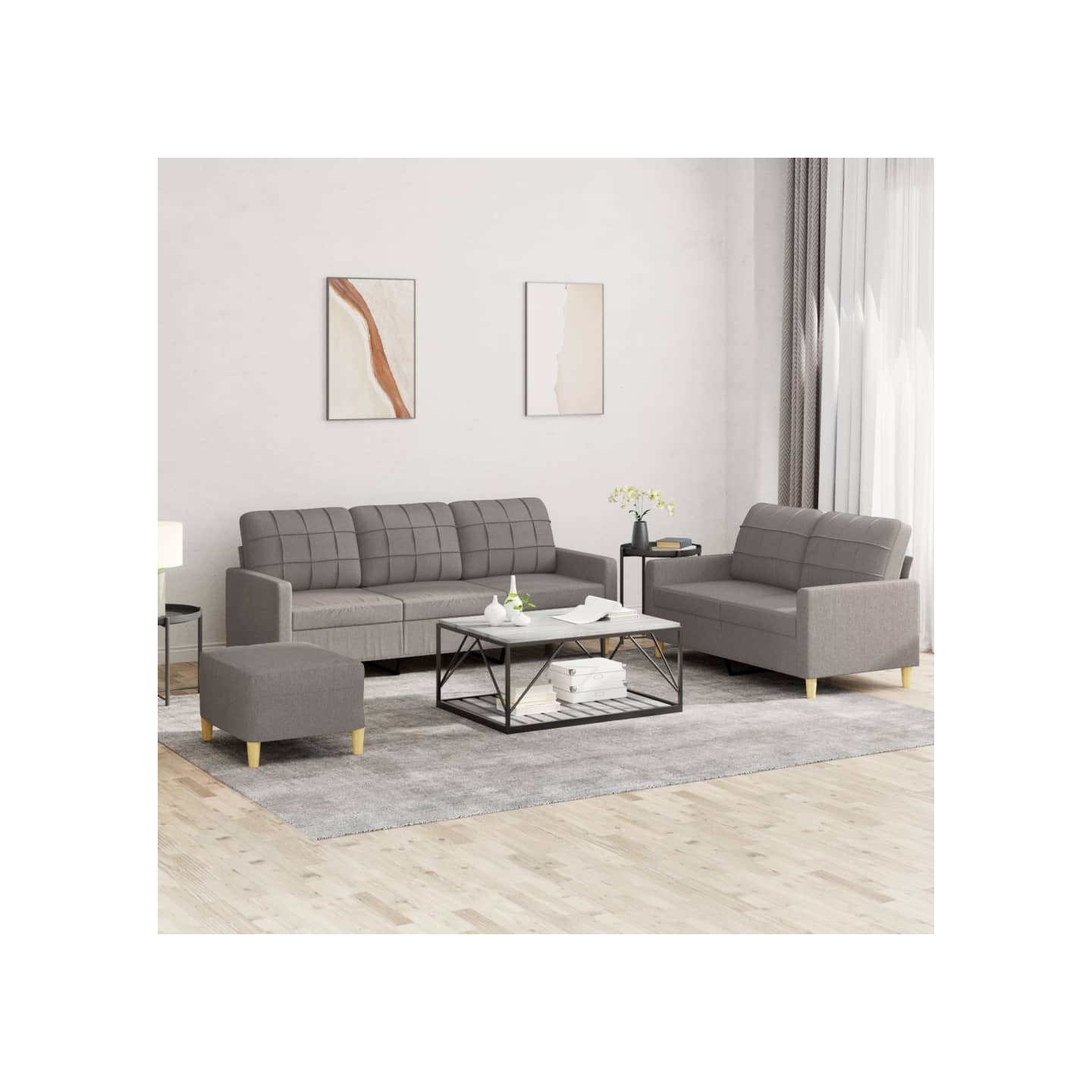 Ensemble de canapés 3 pcs avec coussins Taupe Tissu