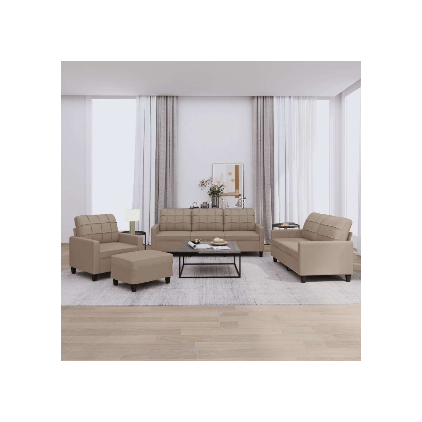 Ensemble de canapés 4 pcs avec coussins Cappuccino Similicuir