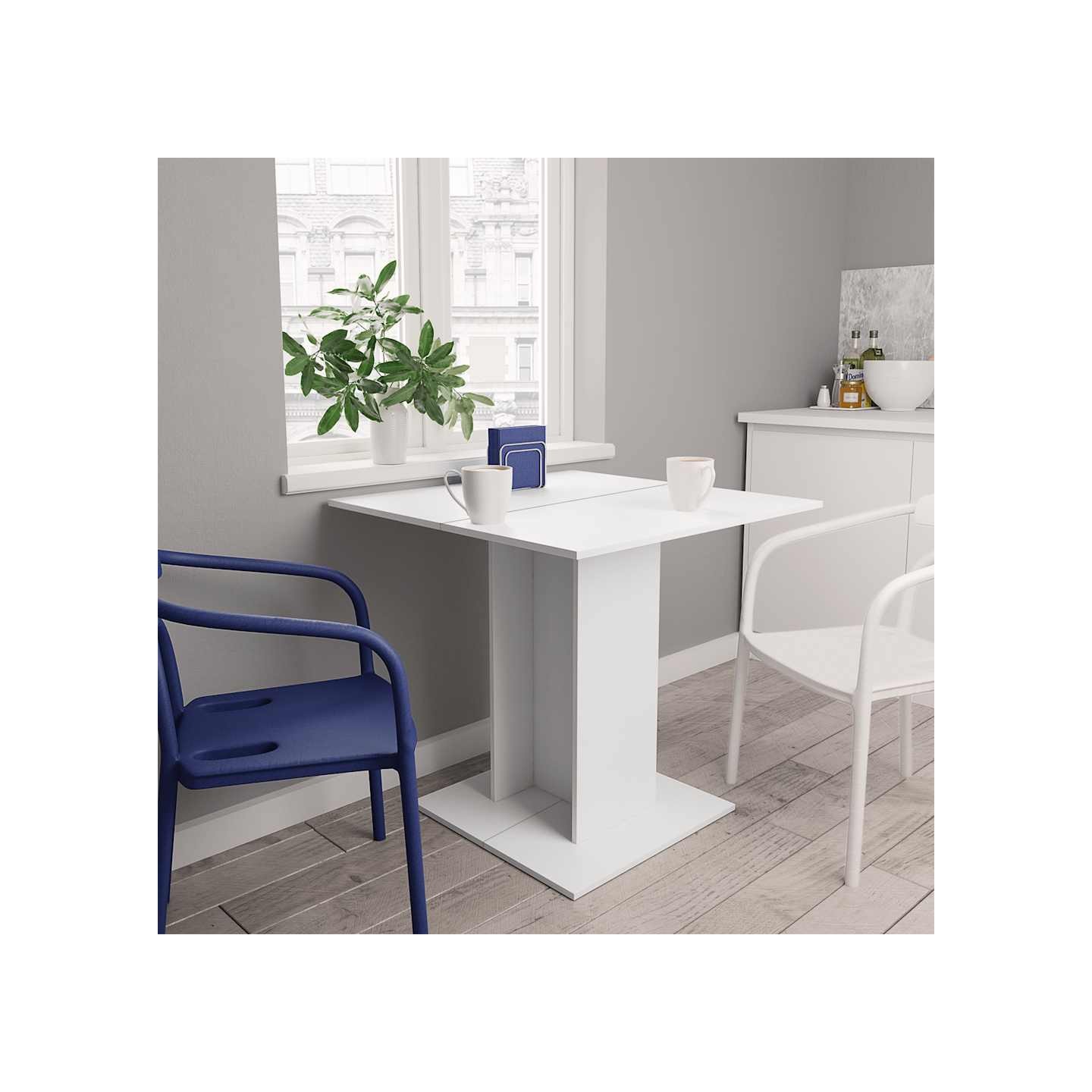 Table à manger Blanc 80x80x75 cm bois d'ingénierie