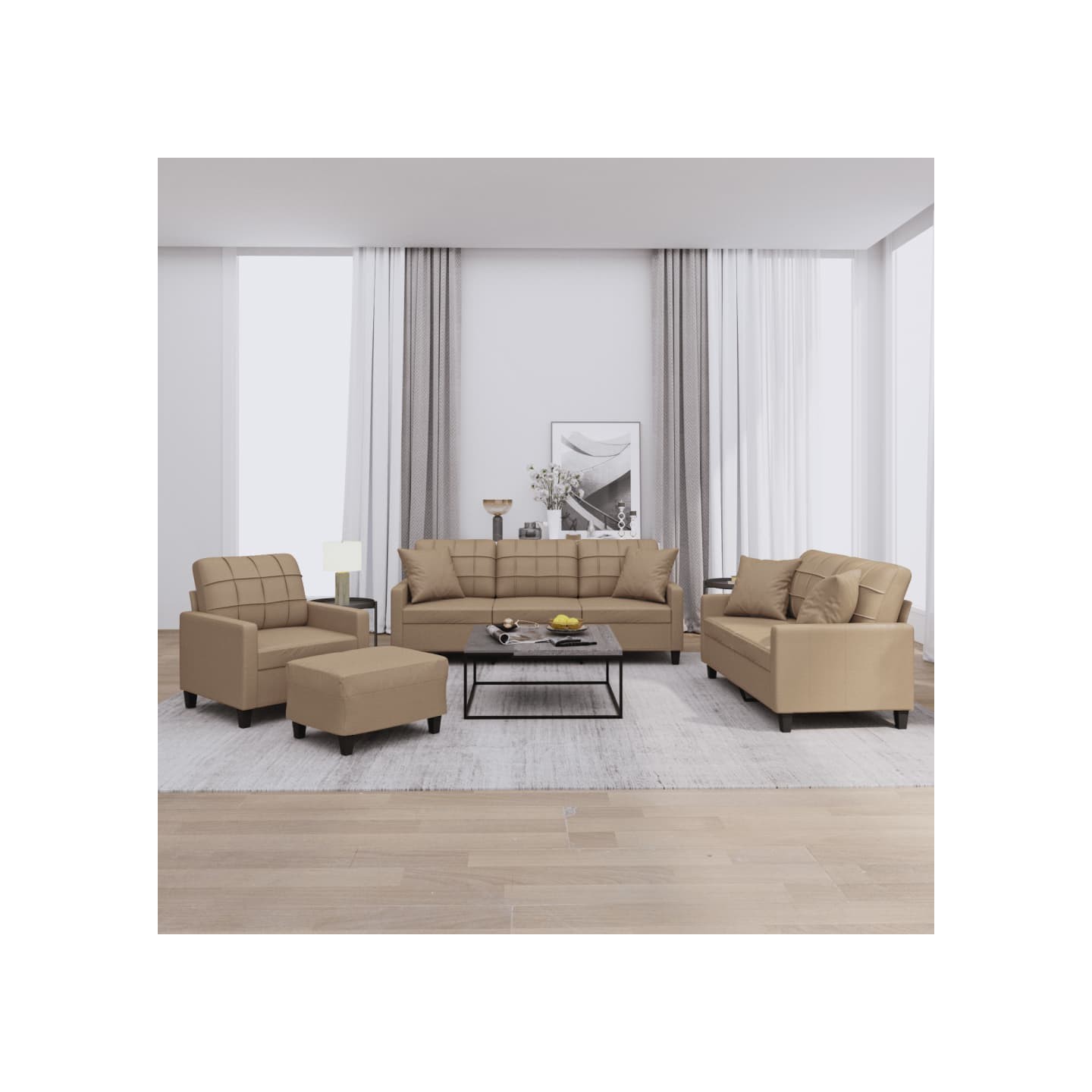 Ensemble de canapés 4 pcs avec coussins cappuccino similicuir