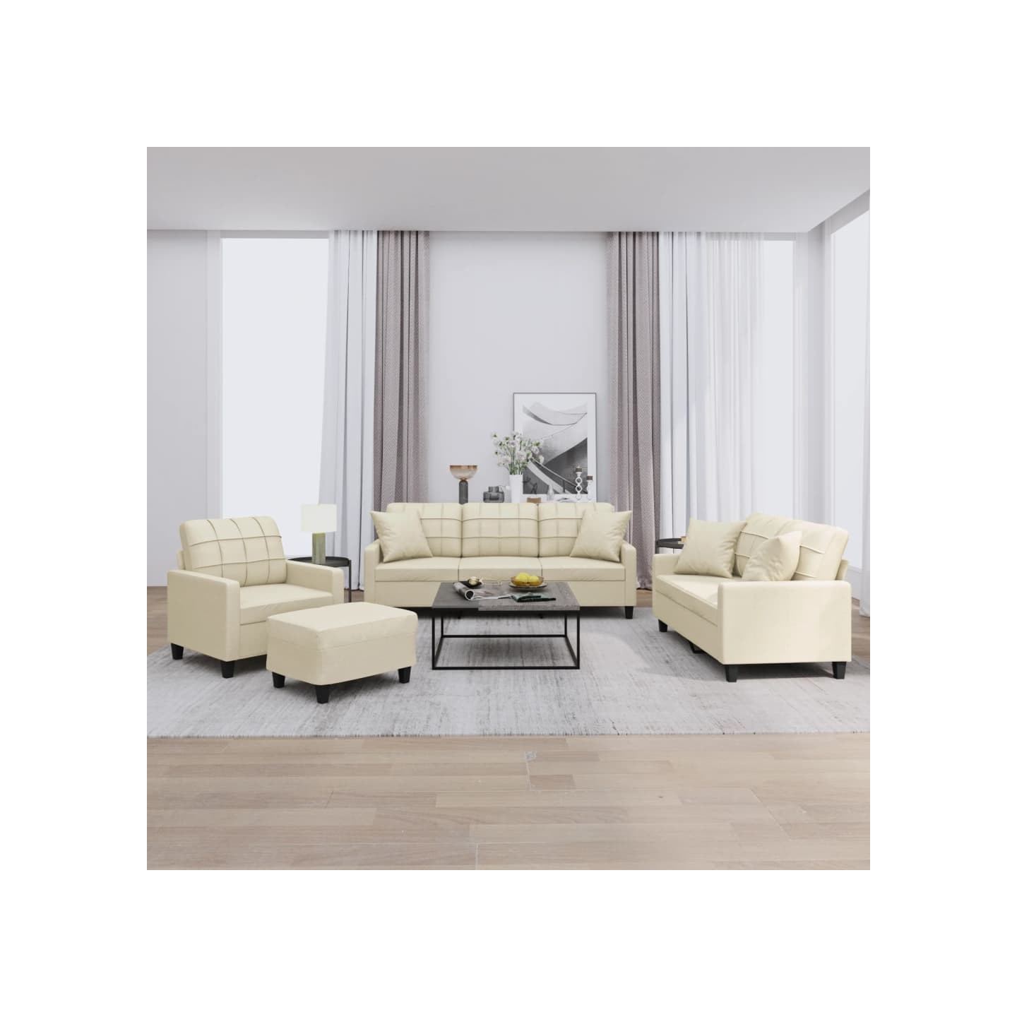 Ensemble de canapés 4 pcs avec coussins crème similicuir
