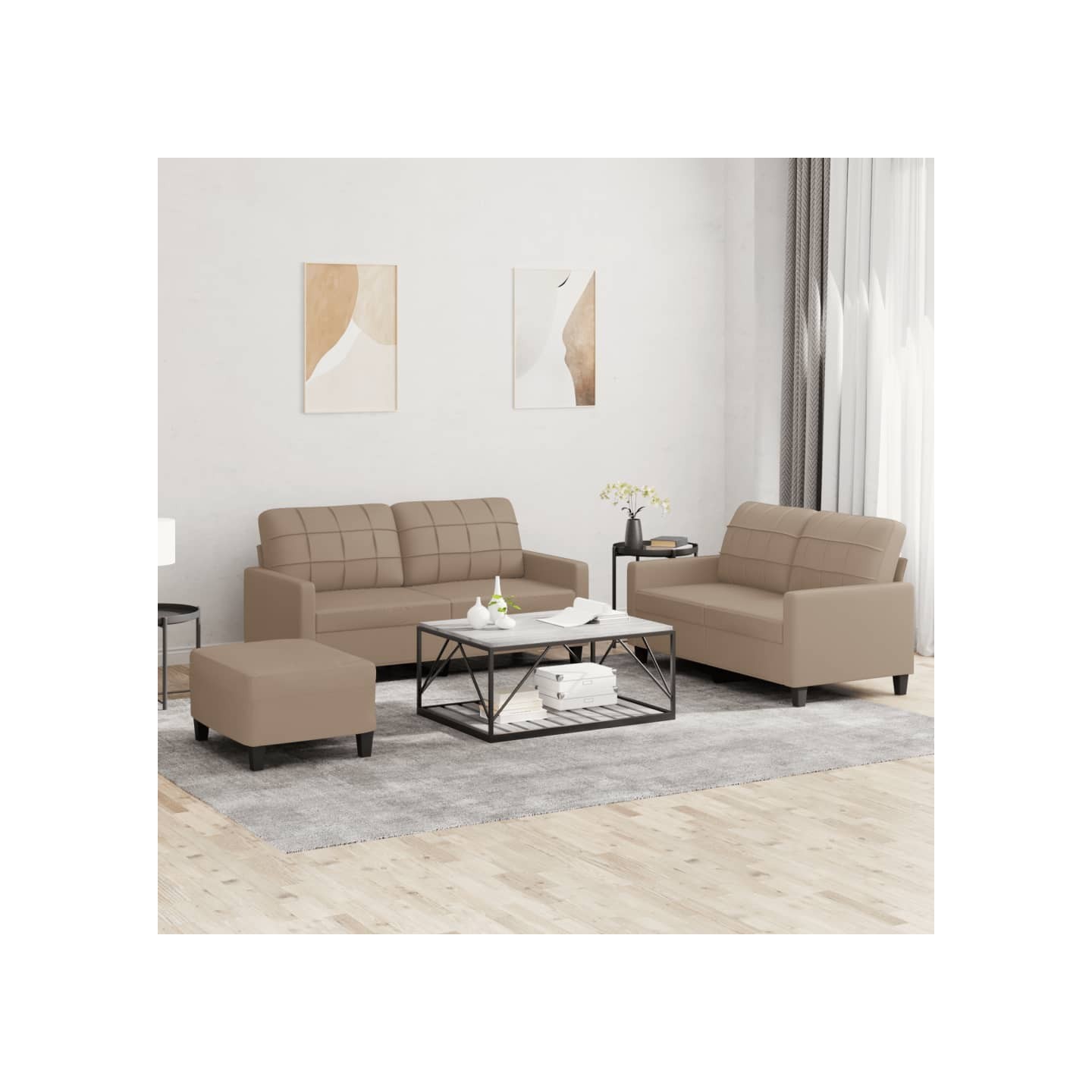 Ensemble de canapés 3 pcs avec coussins Cappuccino Similicuir