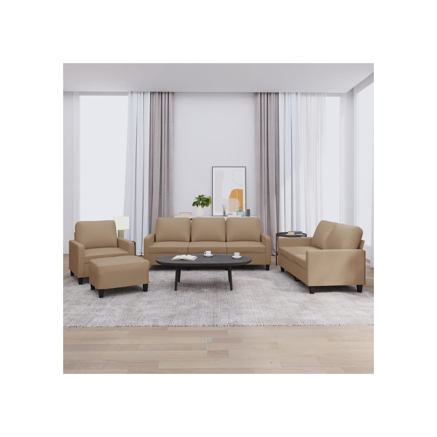 Ensemble de canapés 4 pcs avec coussins Cappuccino Similicuir