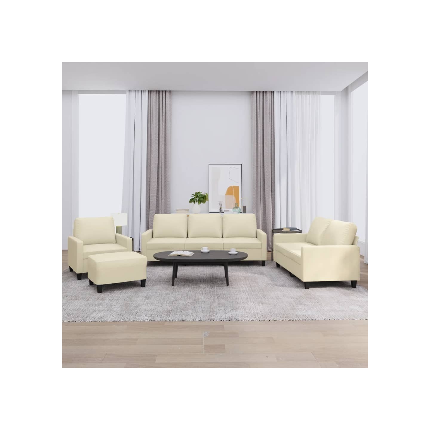 Ensemble de canapés 4 pcs avec coussins Crème Similicuir