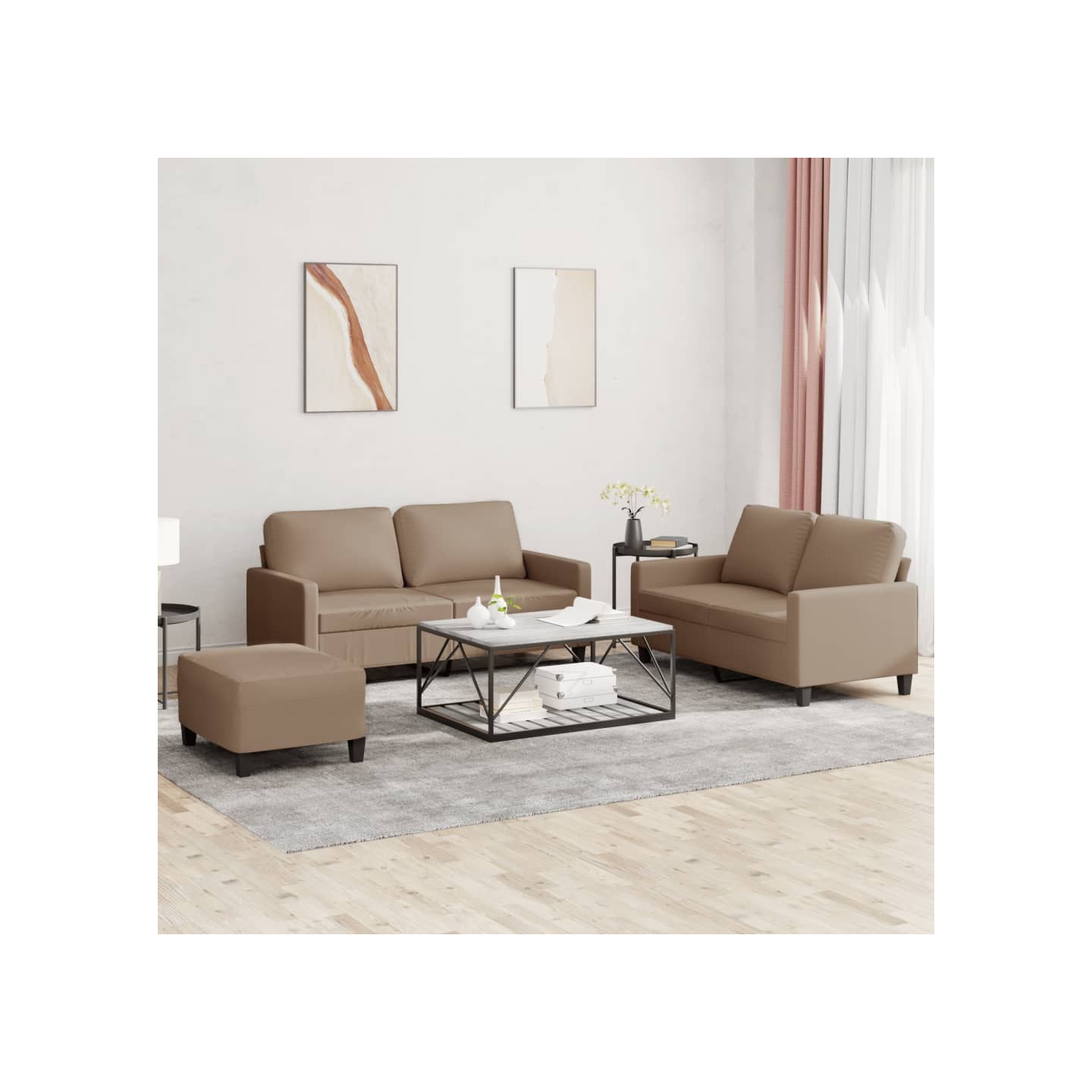 Ensemble de canapés 3 pcs avec coussins Cappuccino Similicuir