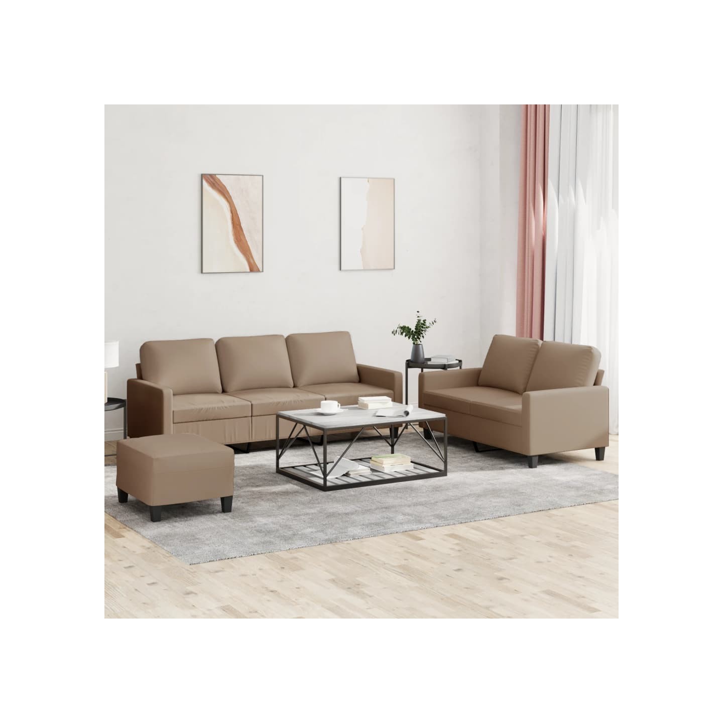 Ensemble de canapés 3 pcs avec coussins Cappuccino Similicuir