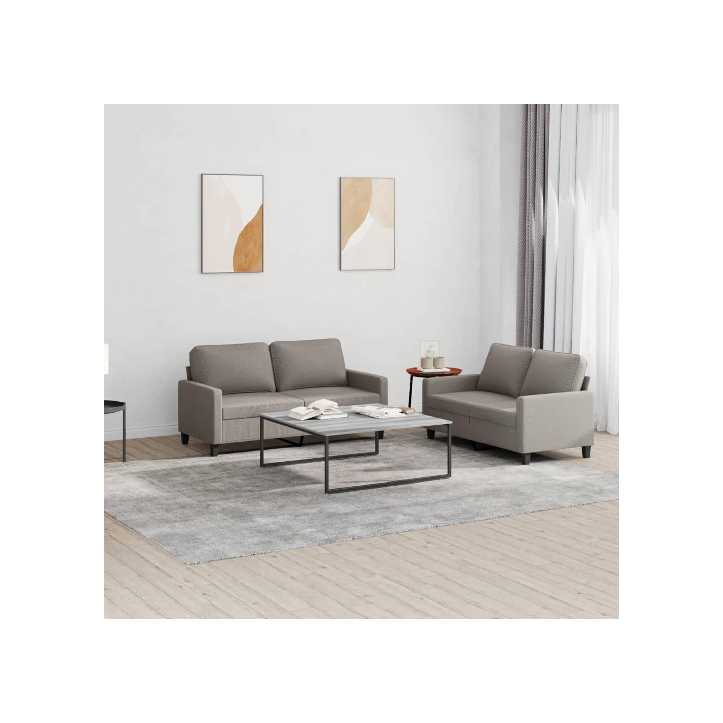 Ensemble de canapés 2 pcs avec coussins Taupe Tissu