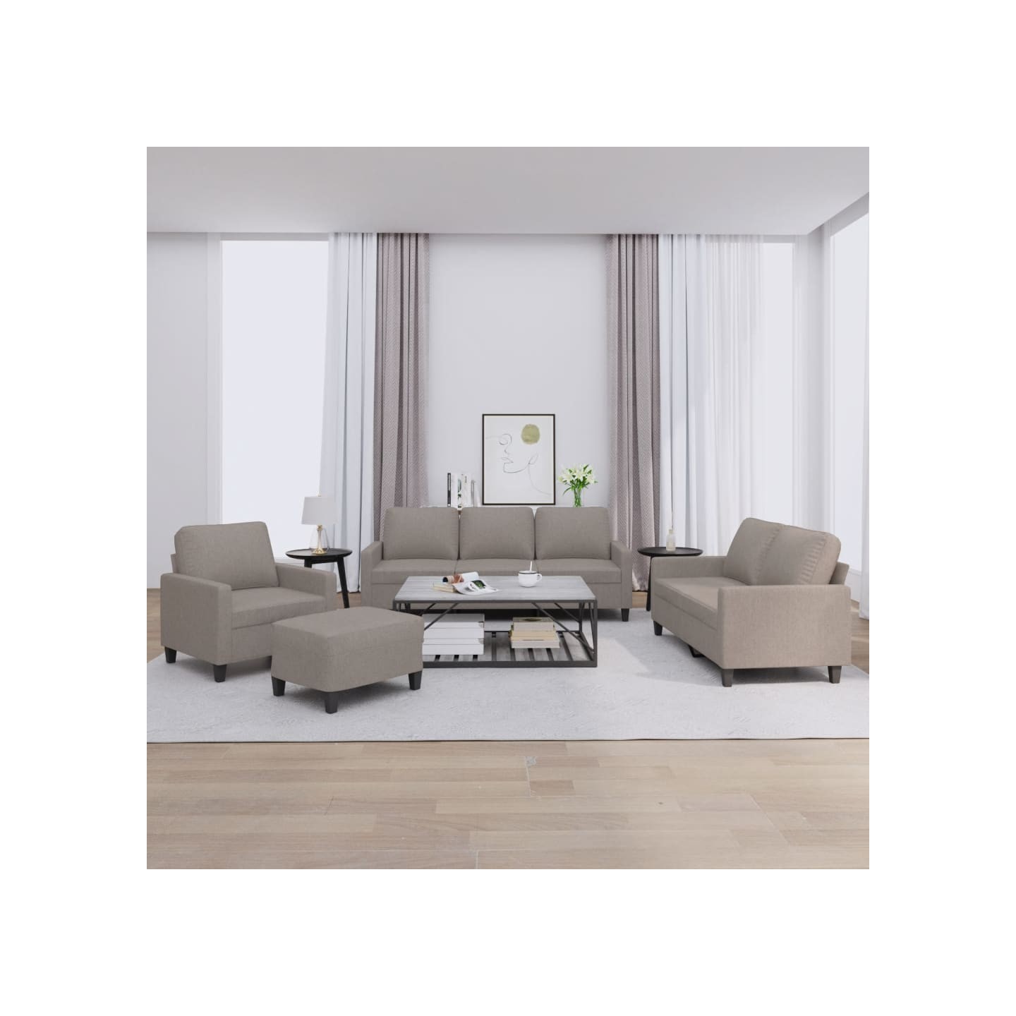 Ensemble de canapés 4 pcs avec coussins Taupe Tissu