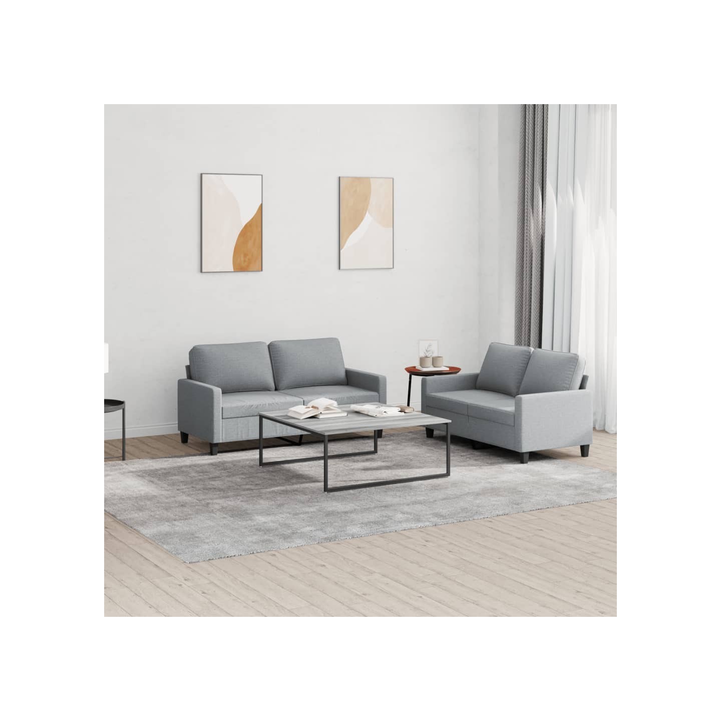 Ensemble de canapés 2 pcs avec coussins Gris clair Tissu