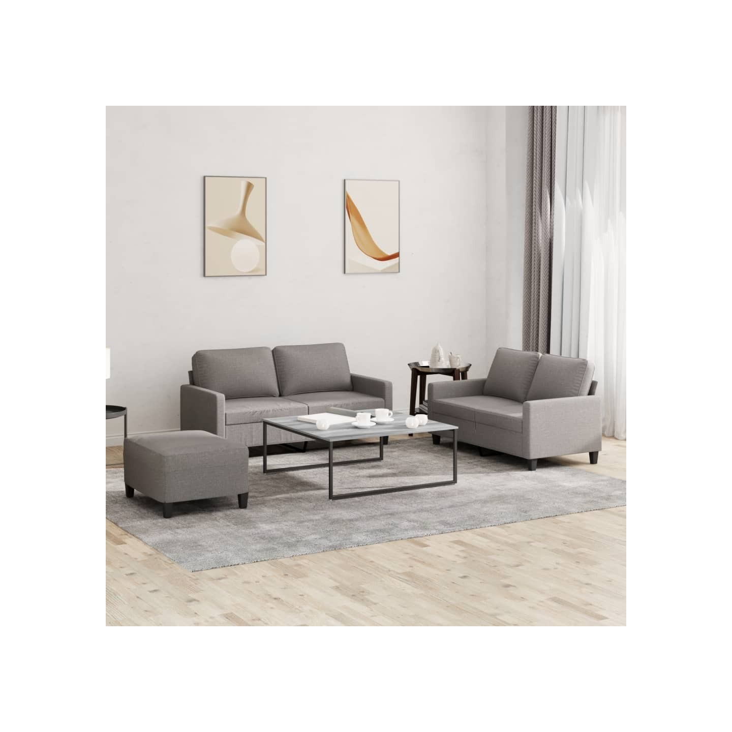 Ensemble de canapés 3 pcs avec coussins Taupe Tissu
