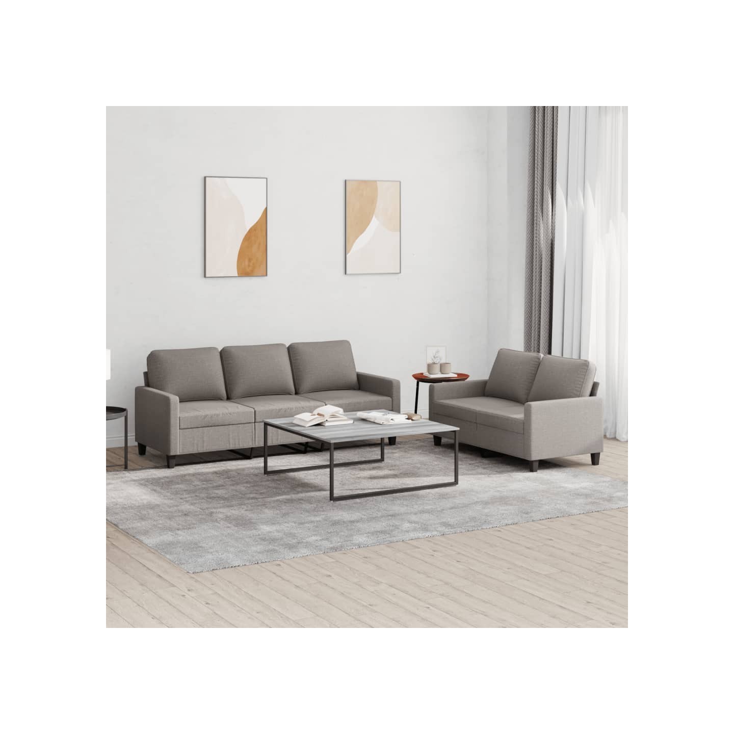 Ensemble de canapés 2 pcs avec coussins Taupe Tissu