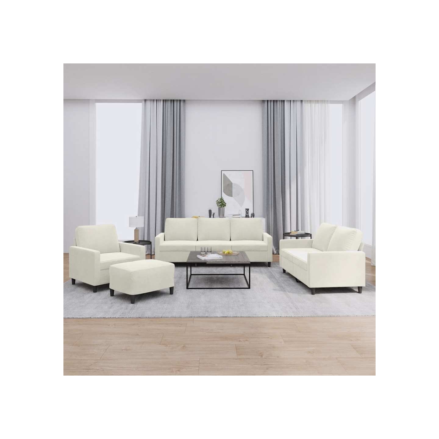 Ensemble de canapés 4 pcs avec coussins Crème Velours