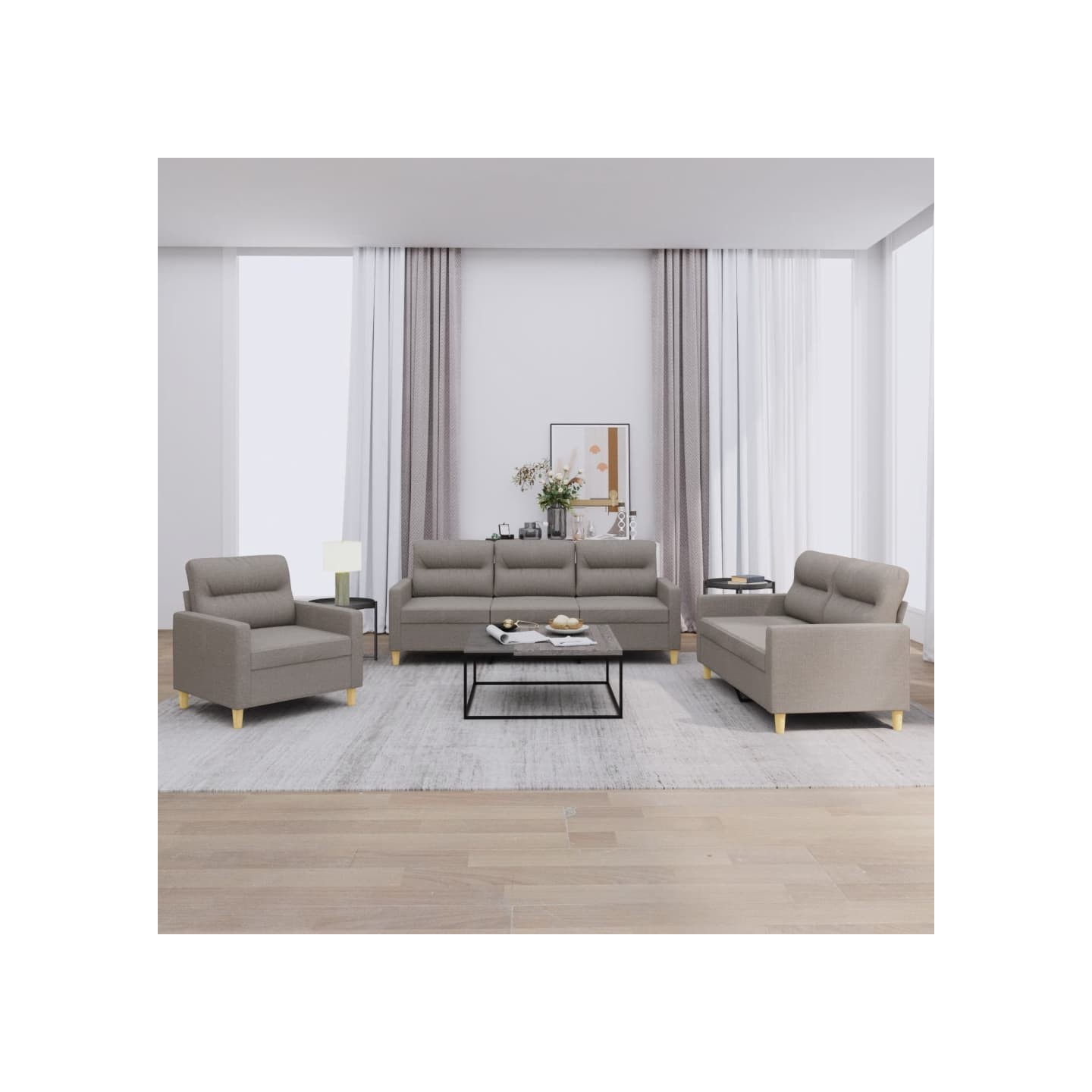 Ensemble de canapés 3 pcs avec coussins Taupe Tissu