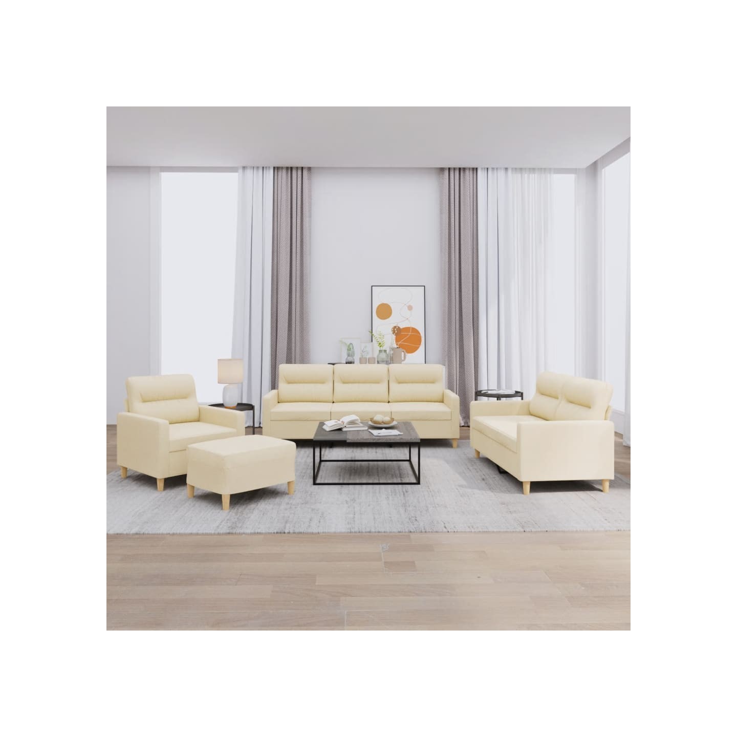 Ensemble de canapés 4 pcs avec coussins Crème Tissu