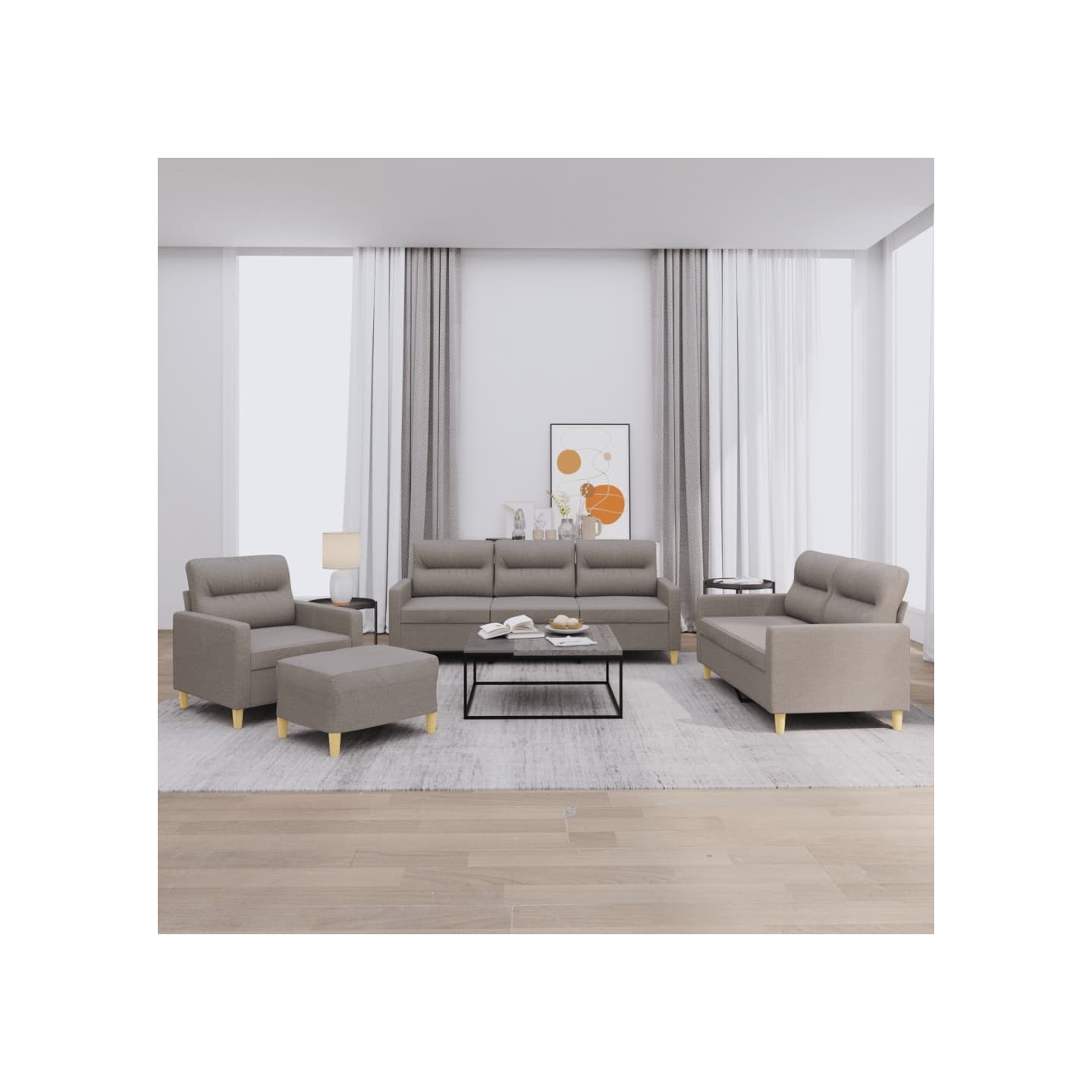 Ensemble de canapés 4 pcs avec coussins Taupe Tissu