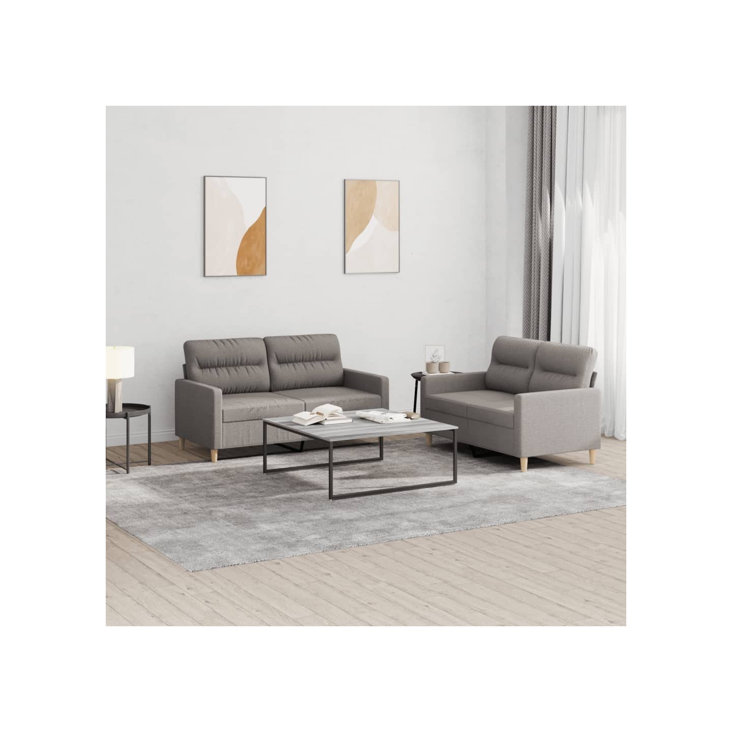 Ensemble de canapés 2 pcs avec coussins Taupe Tissu