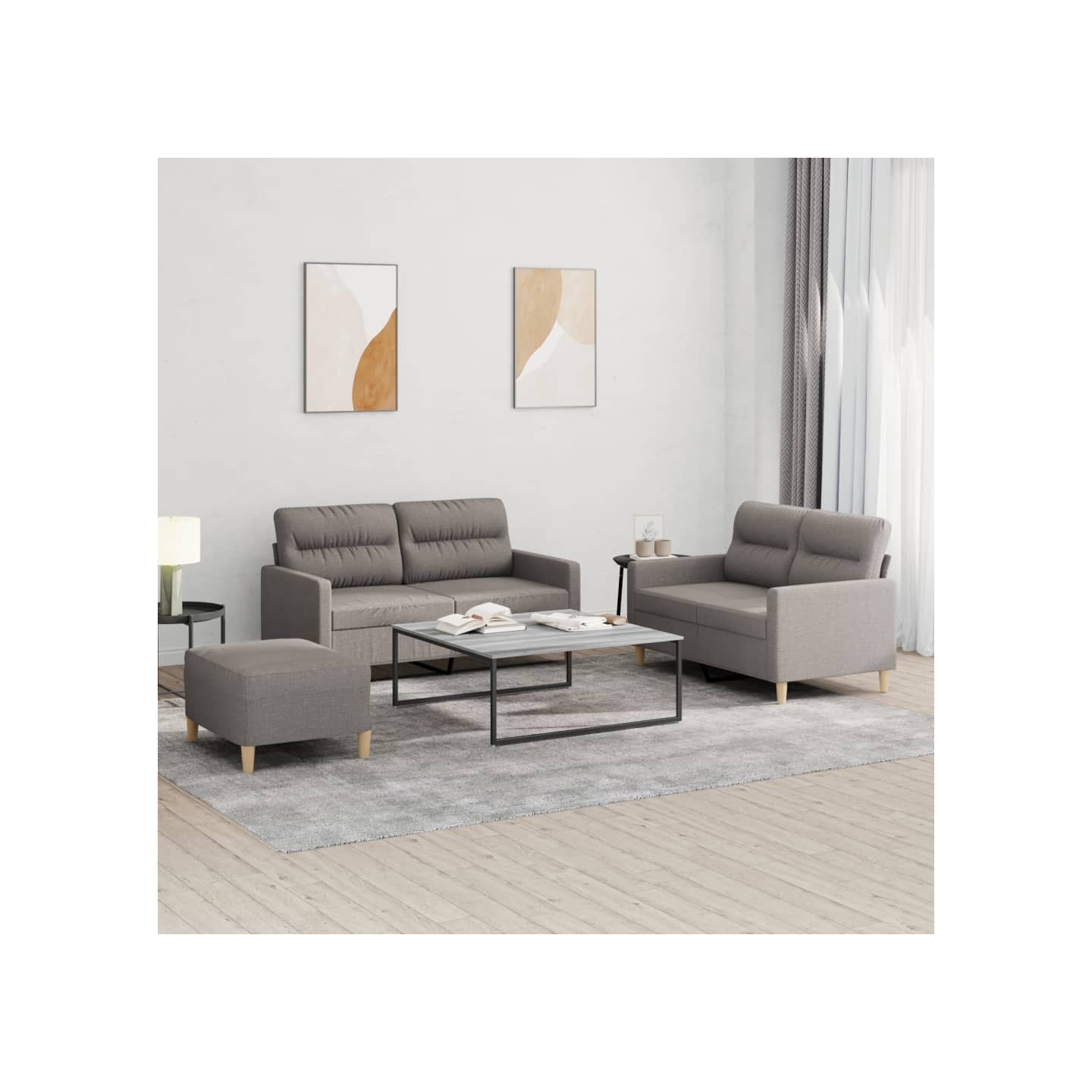 Ensemble de canapés 3 pcs avec coussins Taupe Tissu