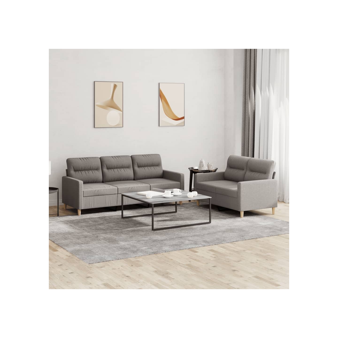 Ensemble de canapés 2 pcs avec coussins Taupe Tissu
