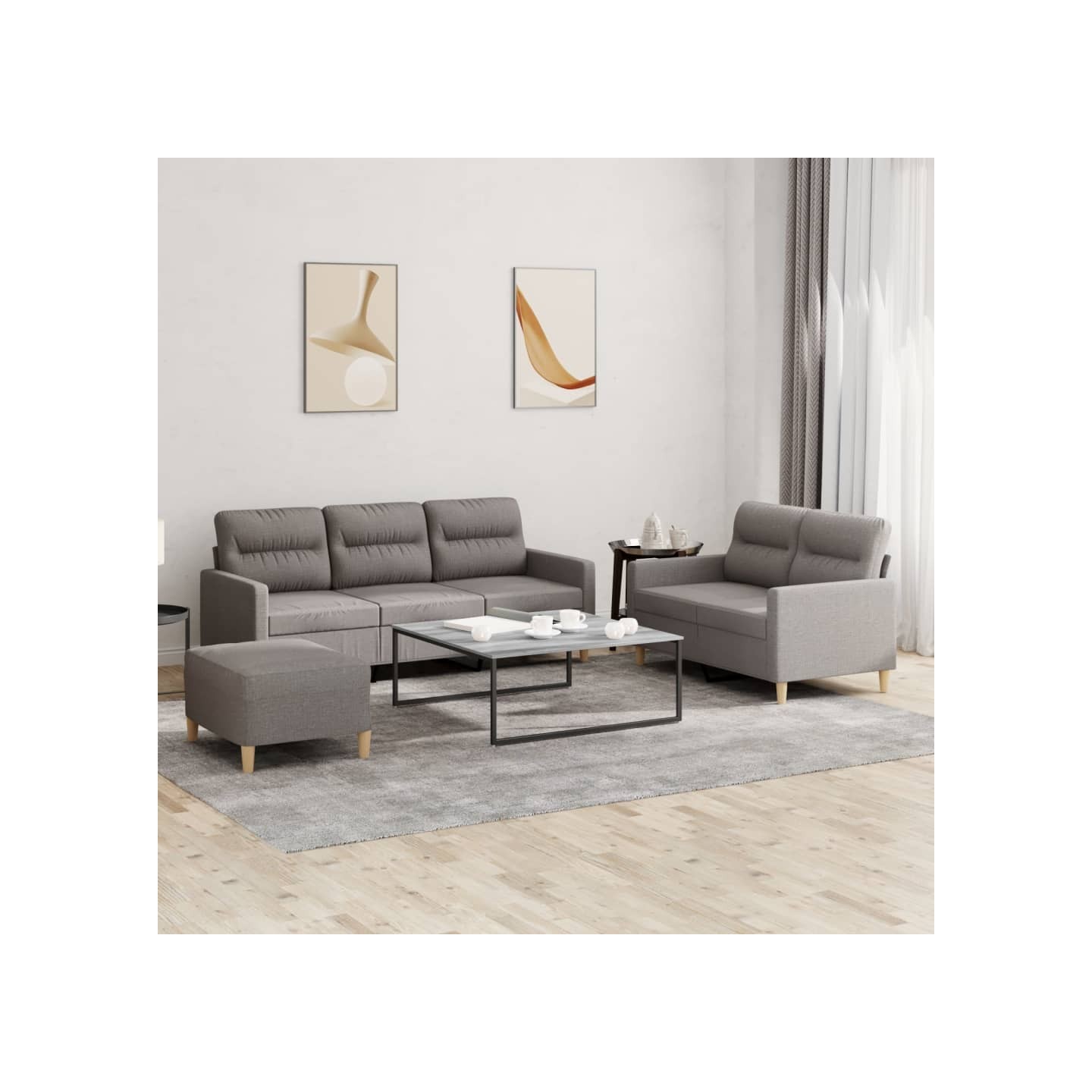 Ensemble de canapés 3 pcs avec coussins Taupe Tissu