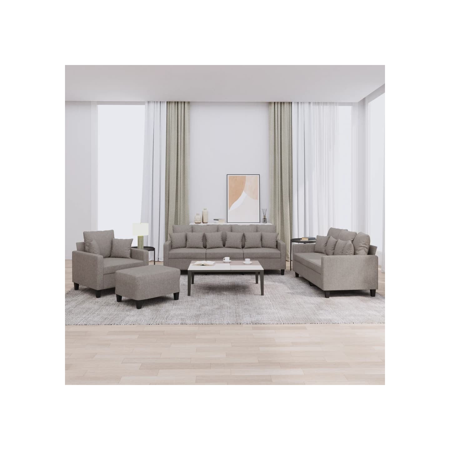 Ensemble de canapés 4 pcs avec coussins taupe tissu