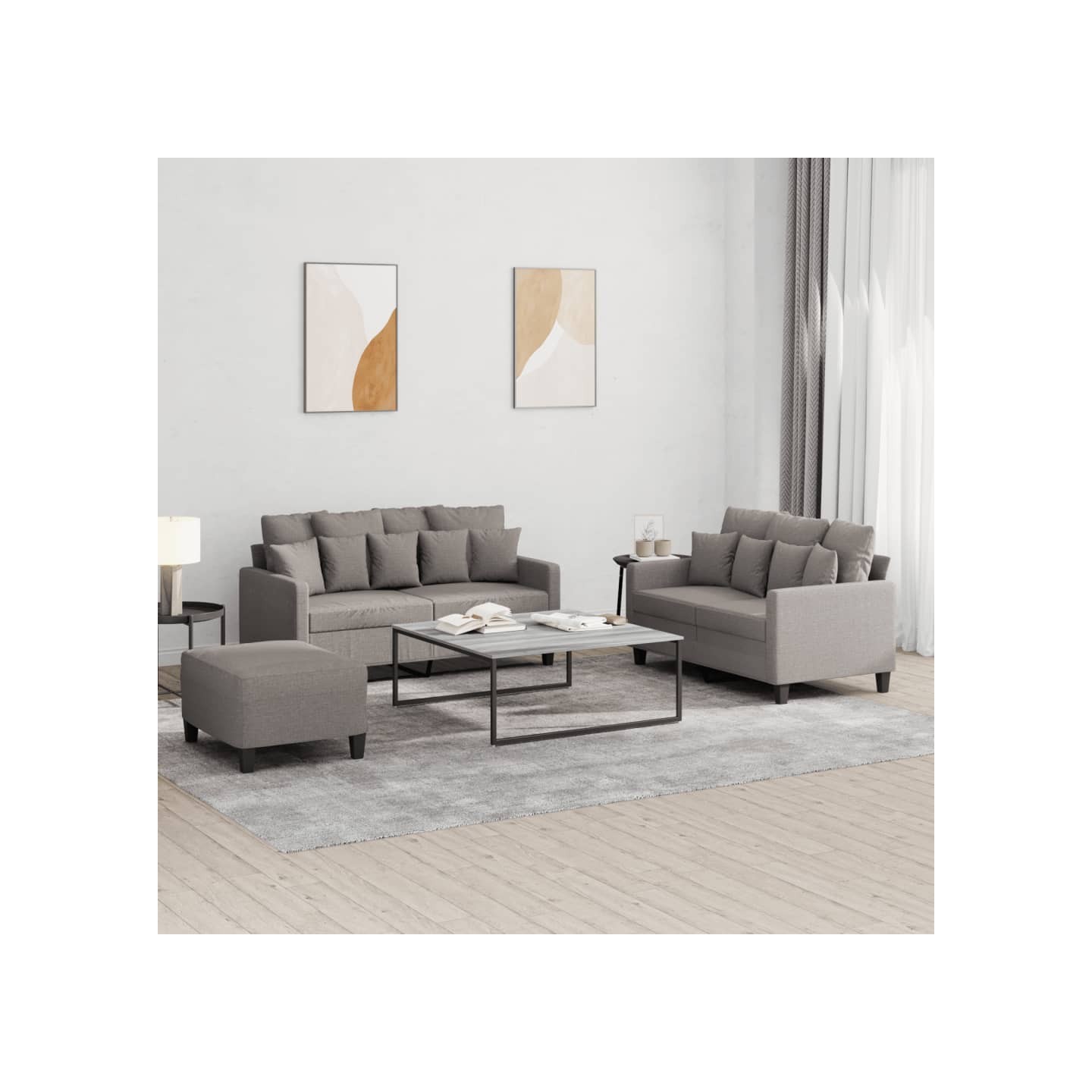 Ensemble de canapés 3 pcs avec coussins Taupe Tissu