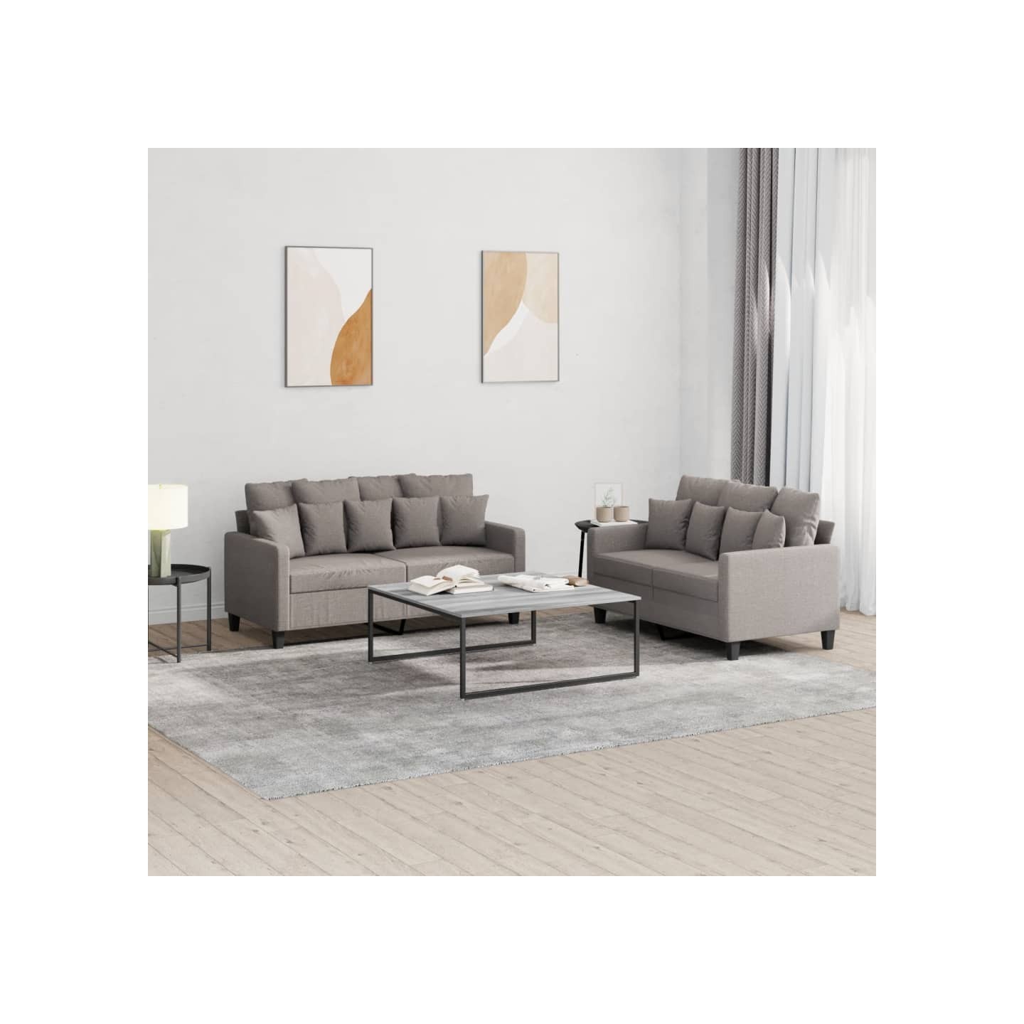 Ensemble de canapés 2 pcs avec coussins Taupe Tissu