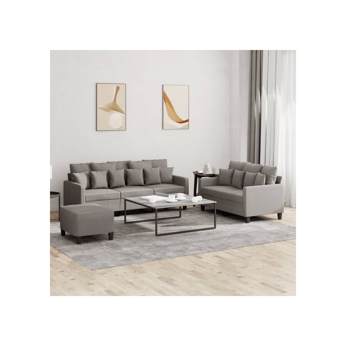 Ensemble de canapés 3 pcs avec coussins Taupe Tissu