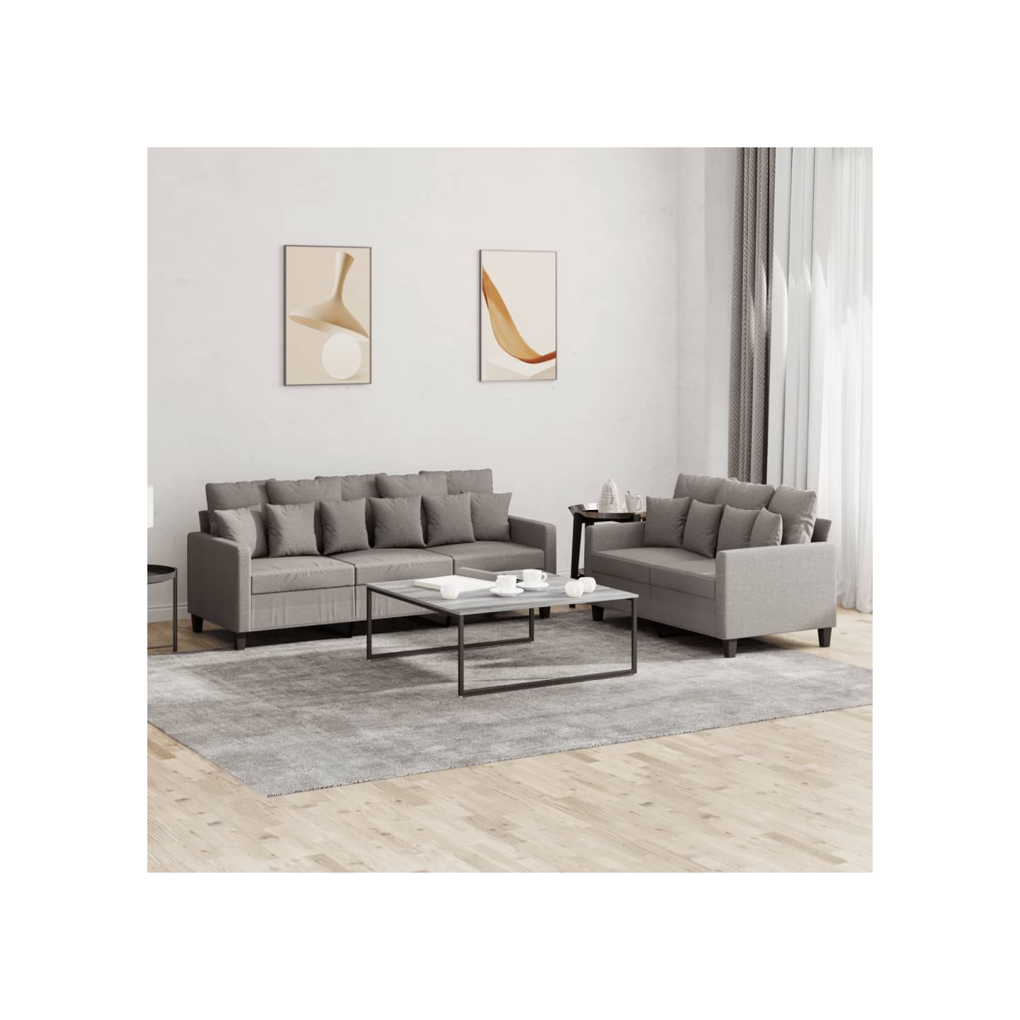 Ensemble de canapés 2 pcs avec coussins Taupe Tissu