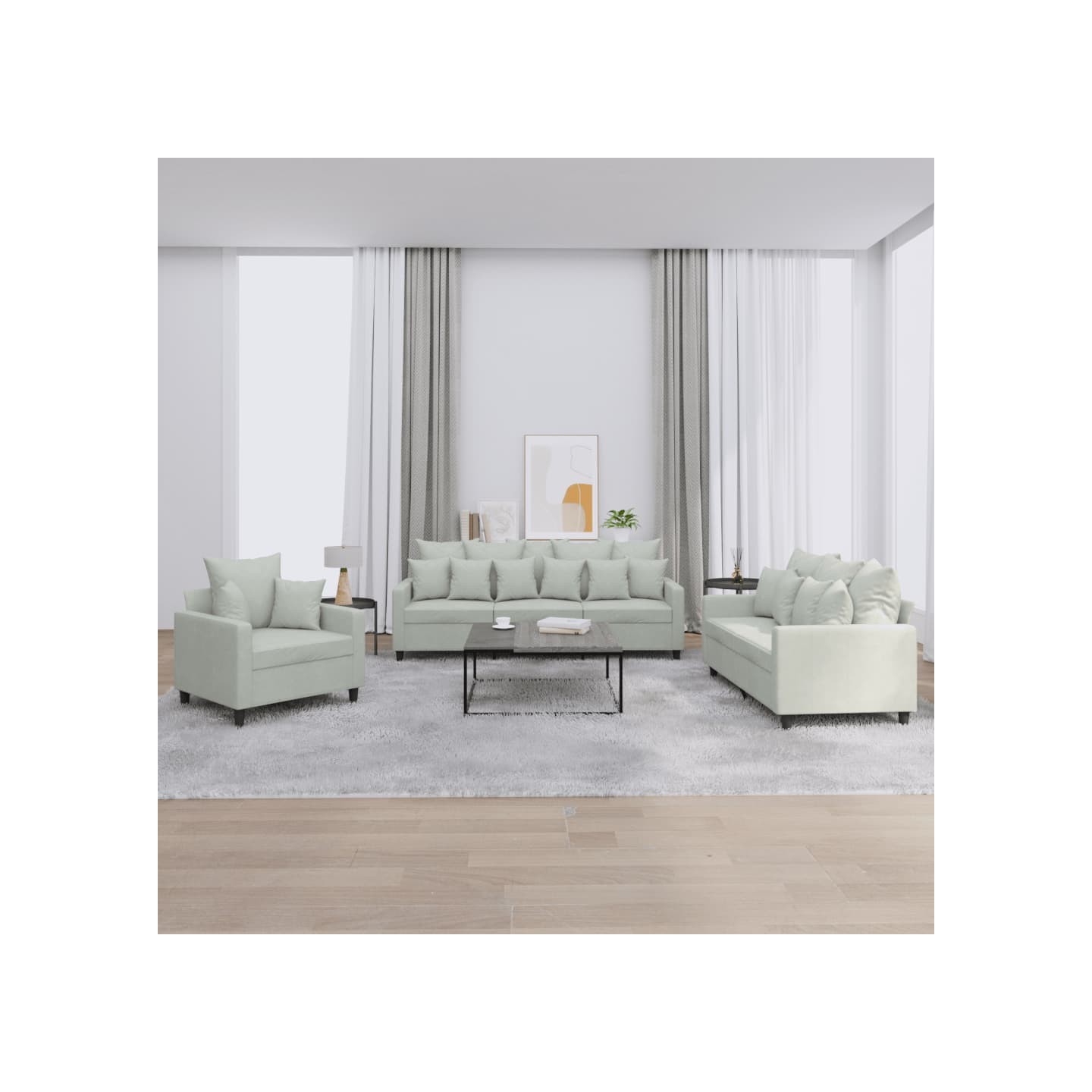 Ensemble de canapés 3 pcs avec coussins Gris clair Velours