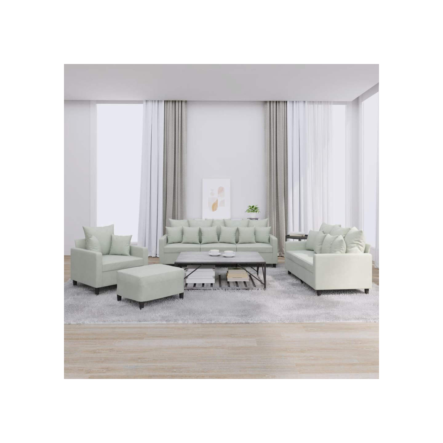 Ensemble de canapés 4 pcs avec coussins Gris clair Velours