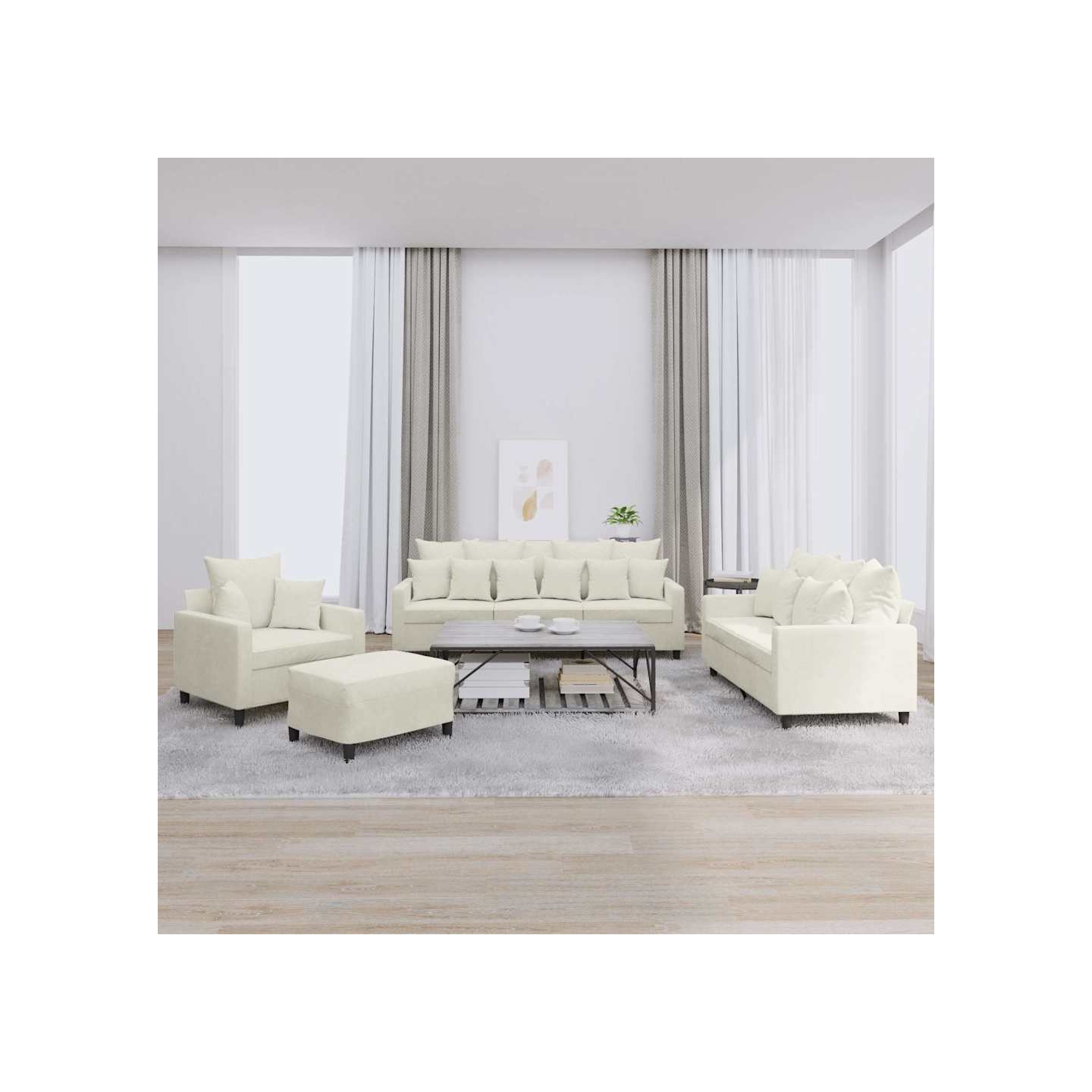 Ensemble de canapés 4 pcs avec coussins Crème Velours