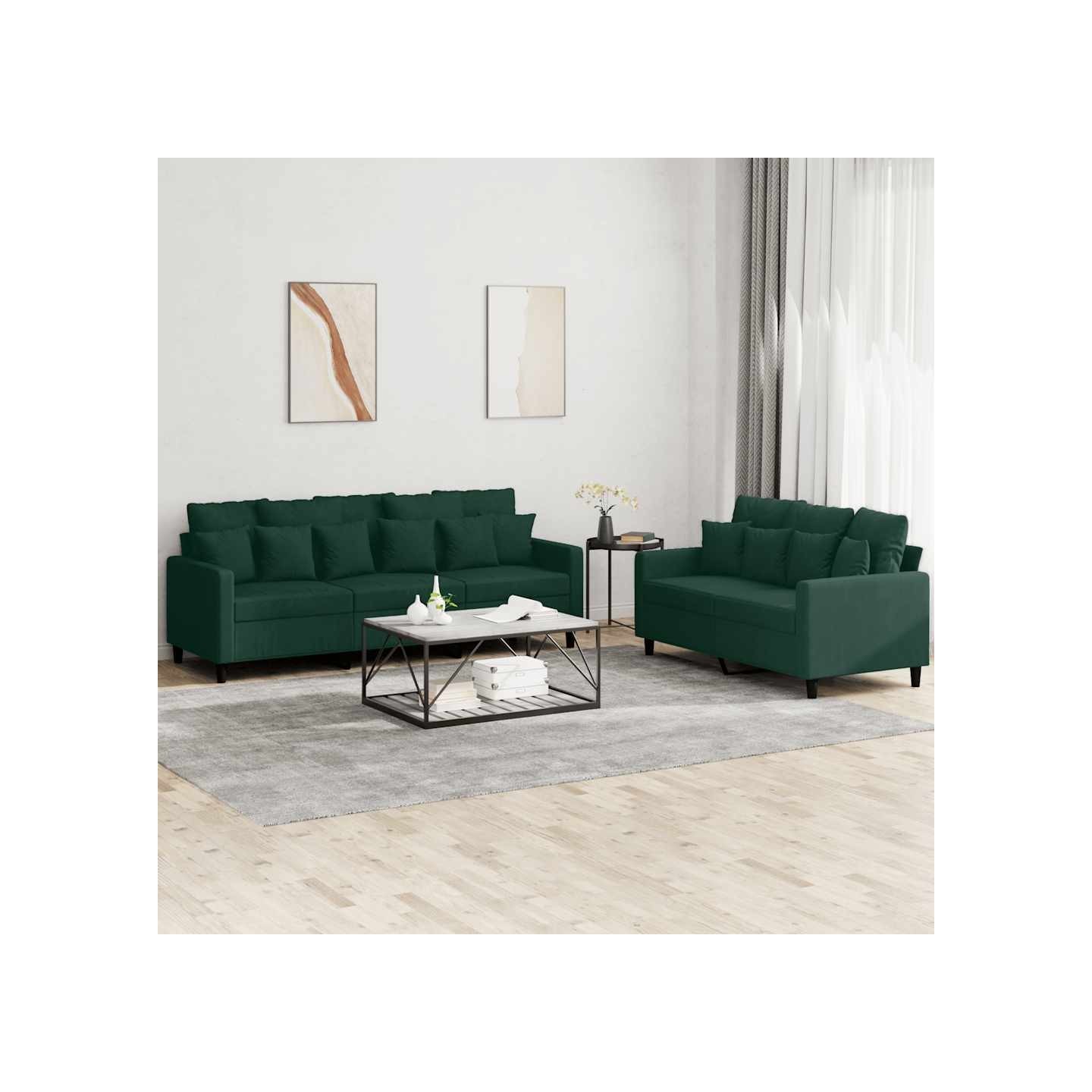 Ensemble de canapés 2 pcs avec coussins Vert foncé Velours