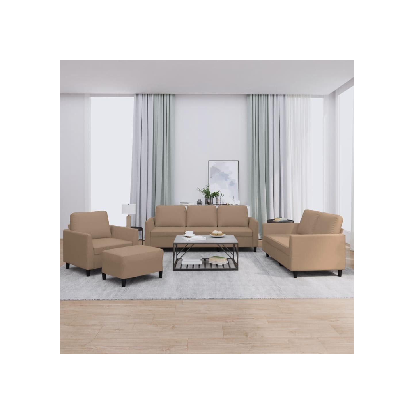 Ensemble de canapés 4 pcs avec coussins Cappuccino Similicuir