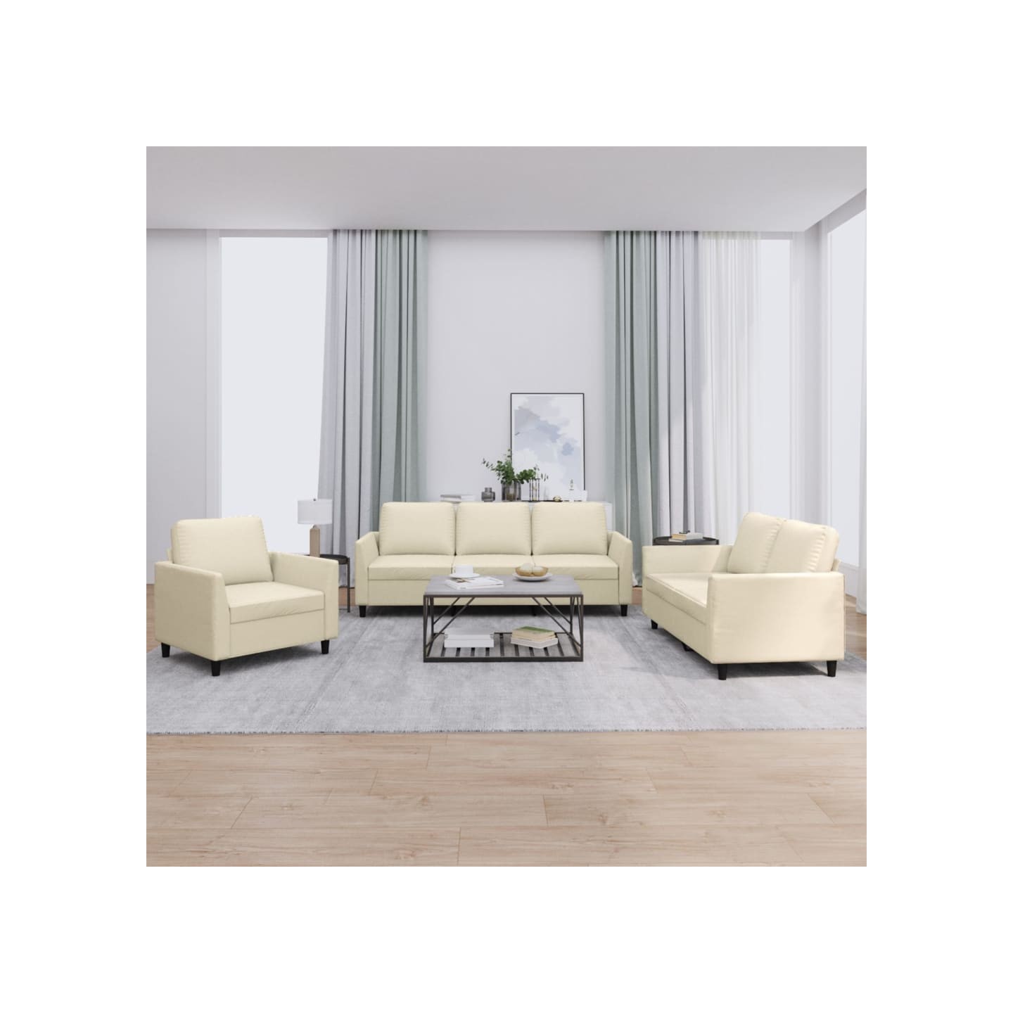 Ensemble de canapés 3 pcs avec coussins Crème Similicuir