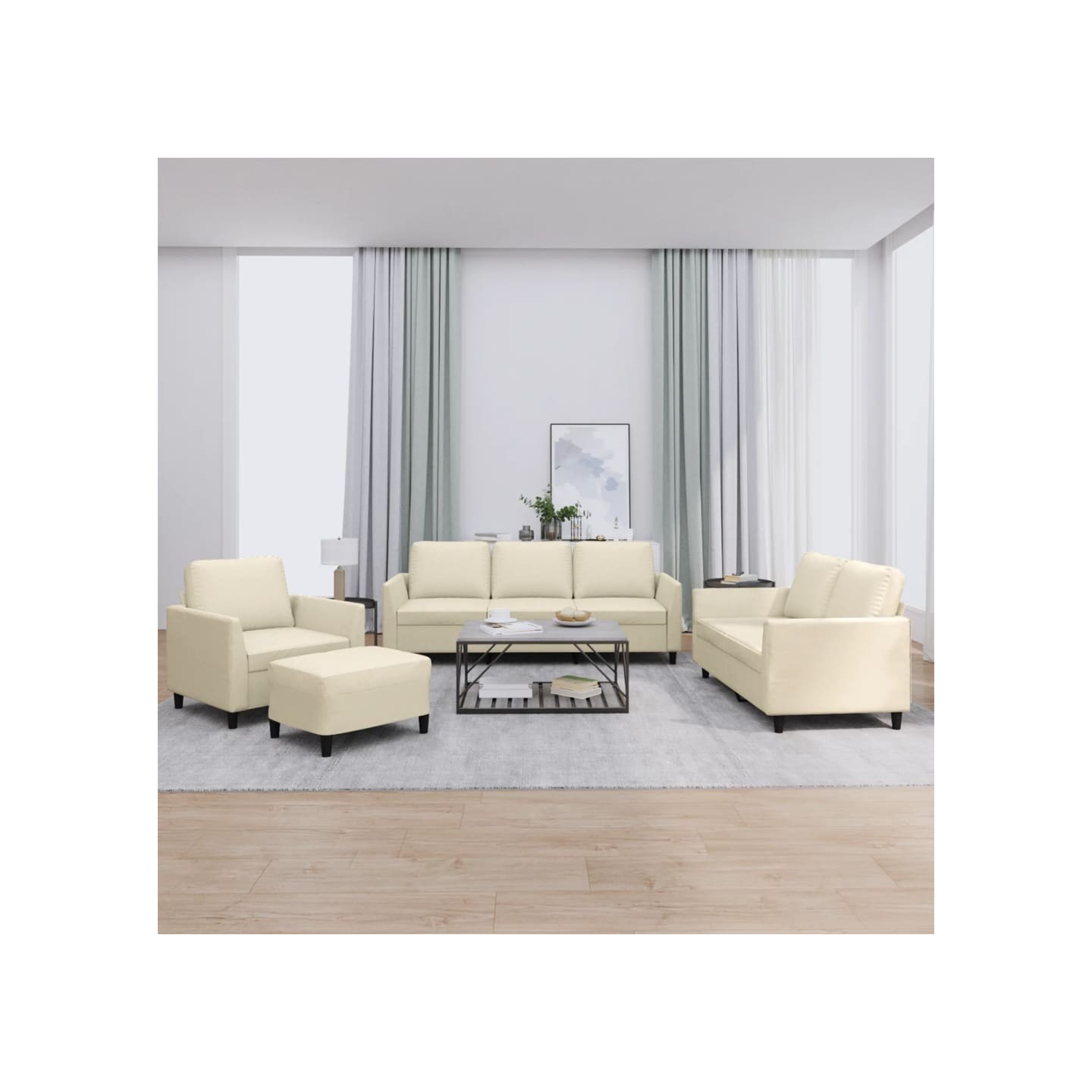 Ensemble de canapés 4 pcs avec coussins Crème Similicuir