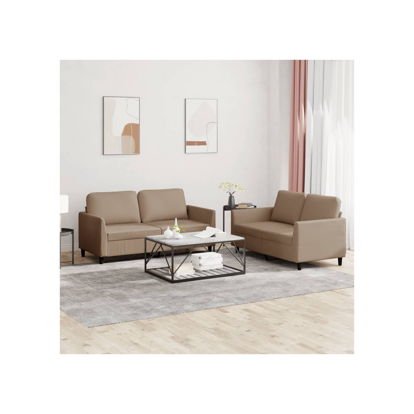 Ensemble de canapés 2 pcs avec coussins Cappuccino Similicuir