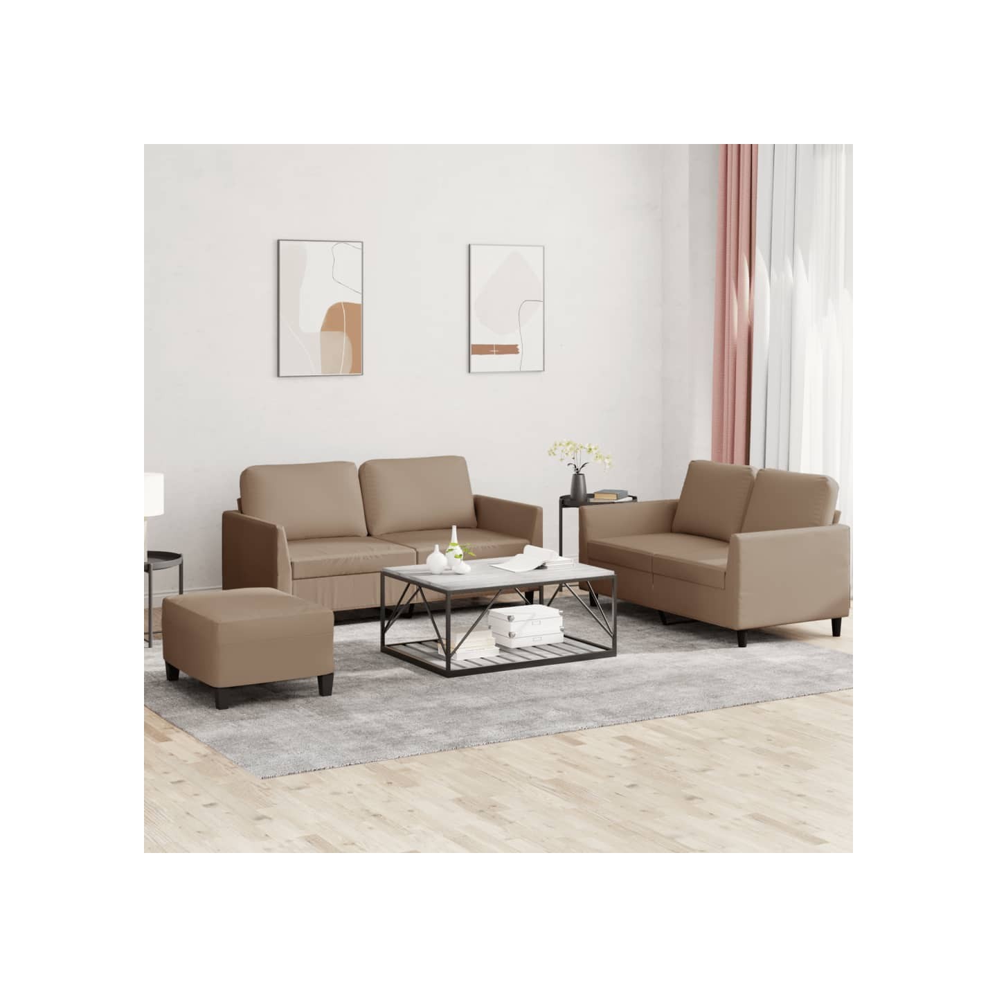 Ensemble de canapés 3 pcs avec coussins Cappuccino Similicuir