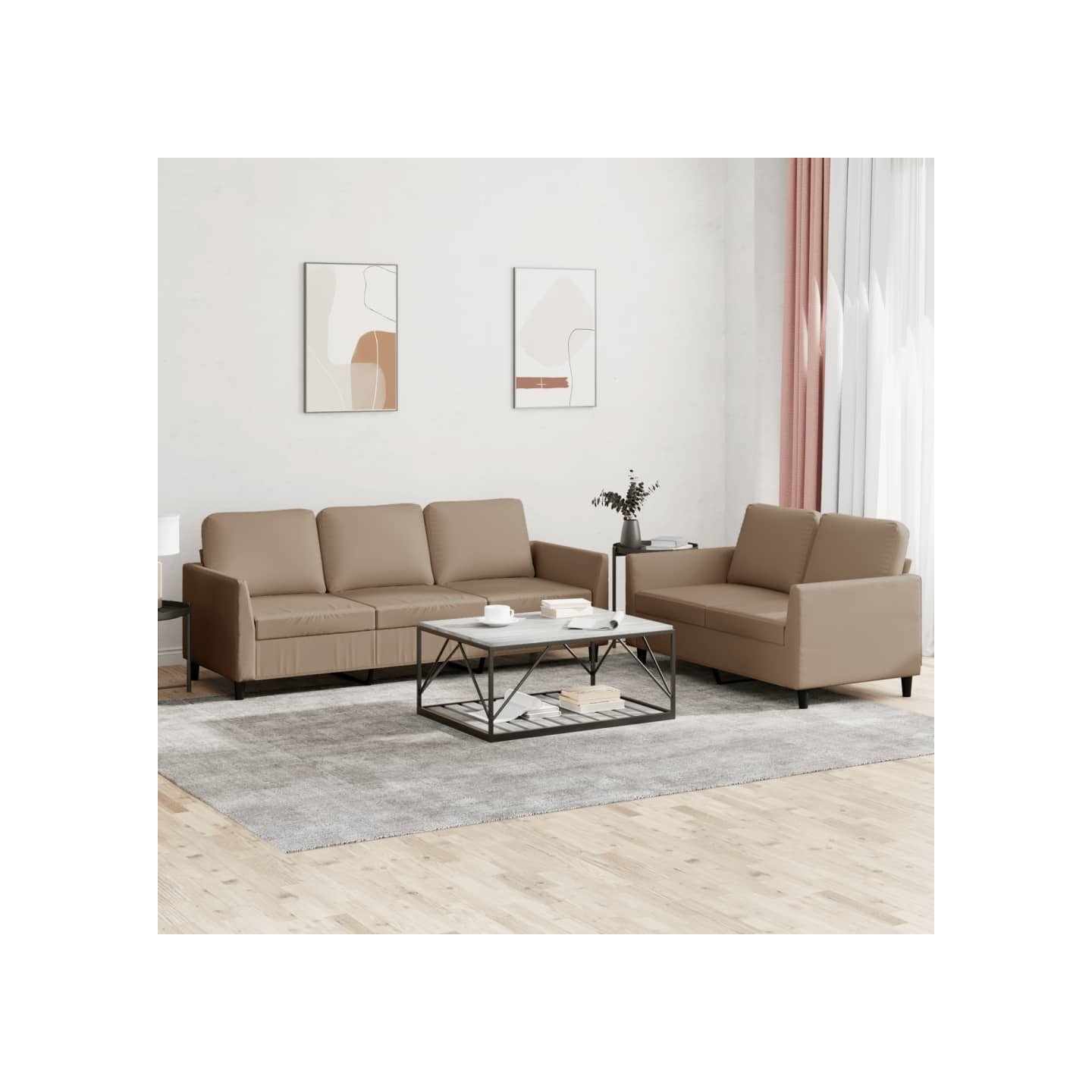 Ensemble de canapés 2 pcs avec coussins Cappuccino Similicuir