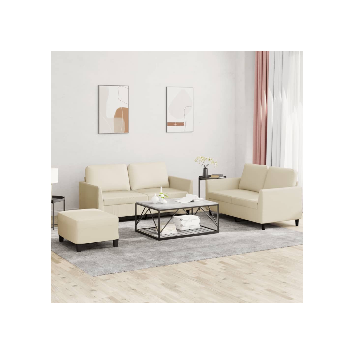 Ensemble de canapés 3 pcs avec coussins Crème Similicuir