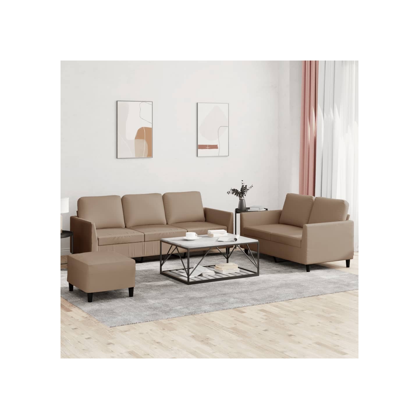 Ensemble de canapés 3 pcs avec coussins Cappuccino Similicuir