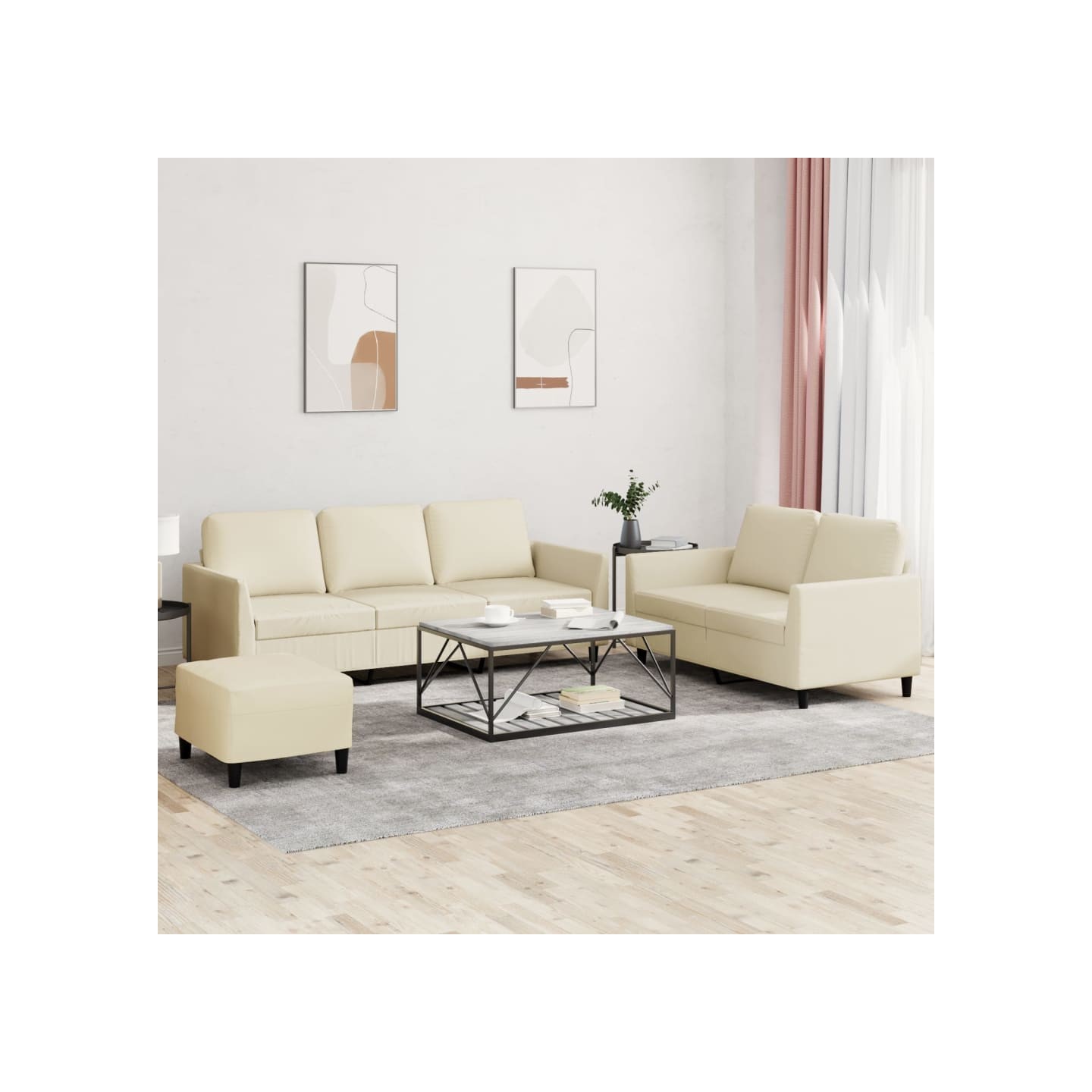 Ensemble de canapés 3 pcs avec coussins Crème Similicuir
