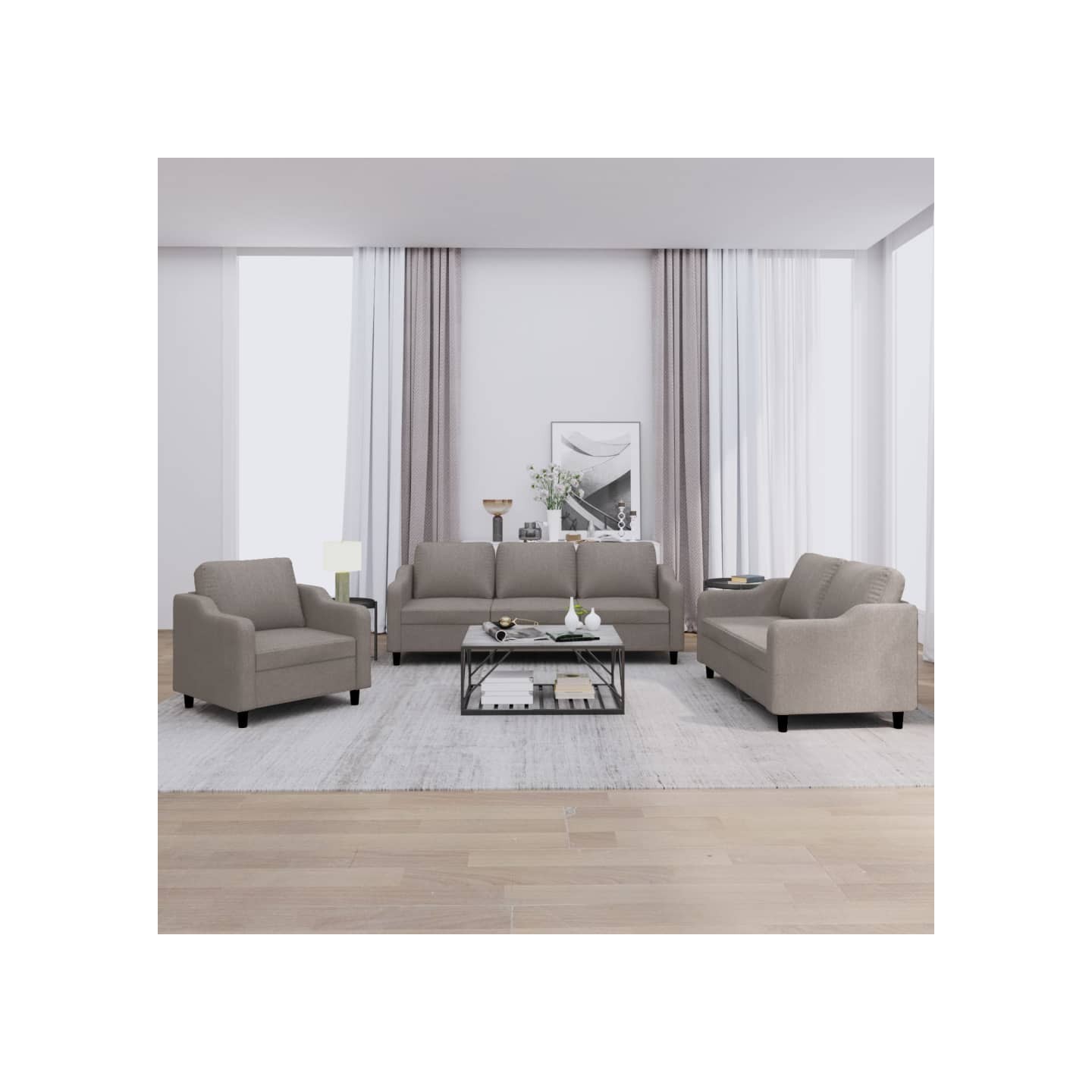 Ensemble de canapés 3 pcs avec coussins Taupe Tissu