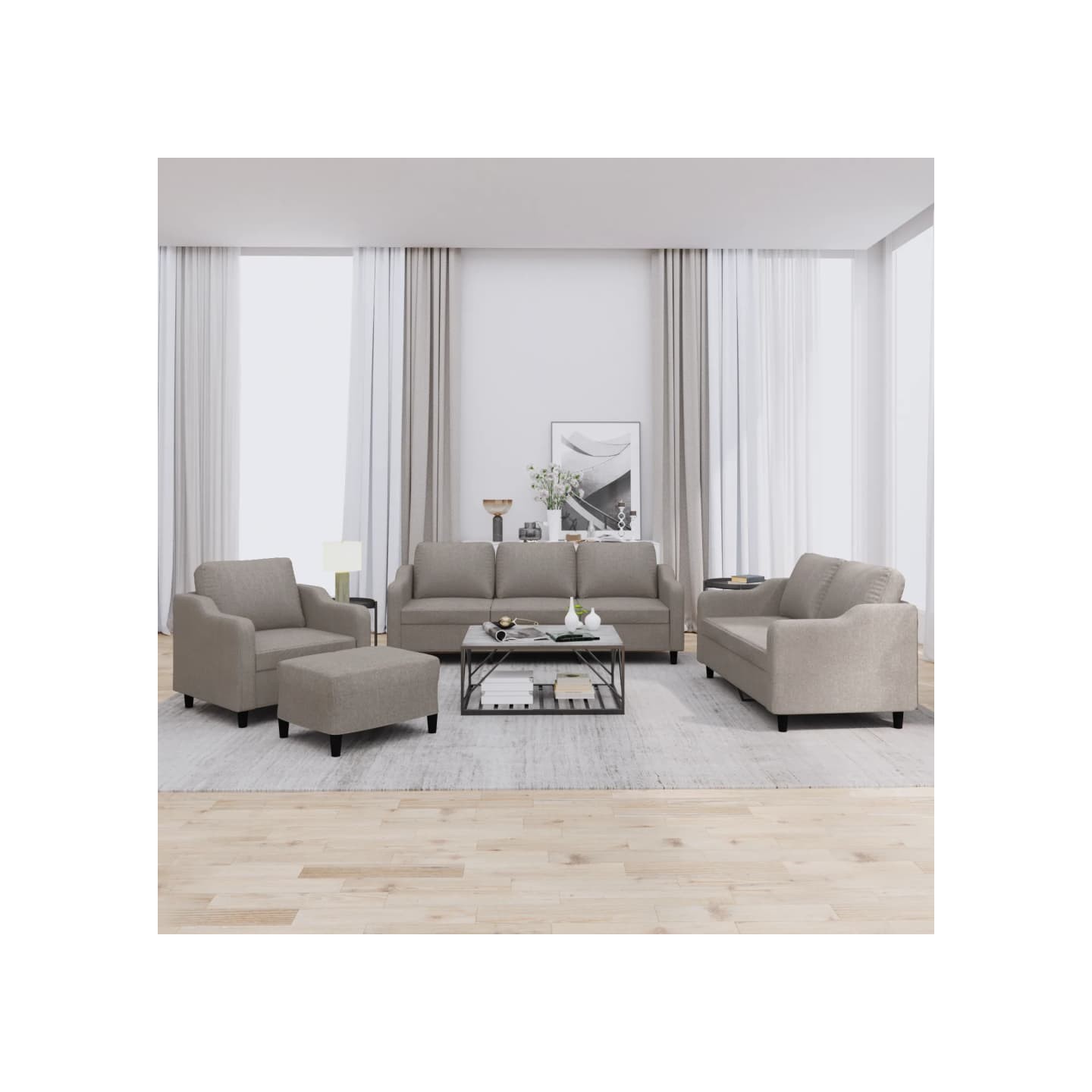 Ensemble de canapés 4 pcs avec coussins Taupe Tissu