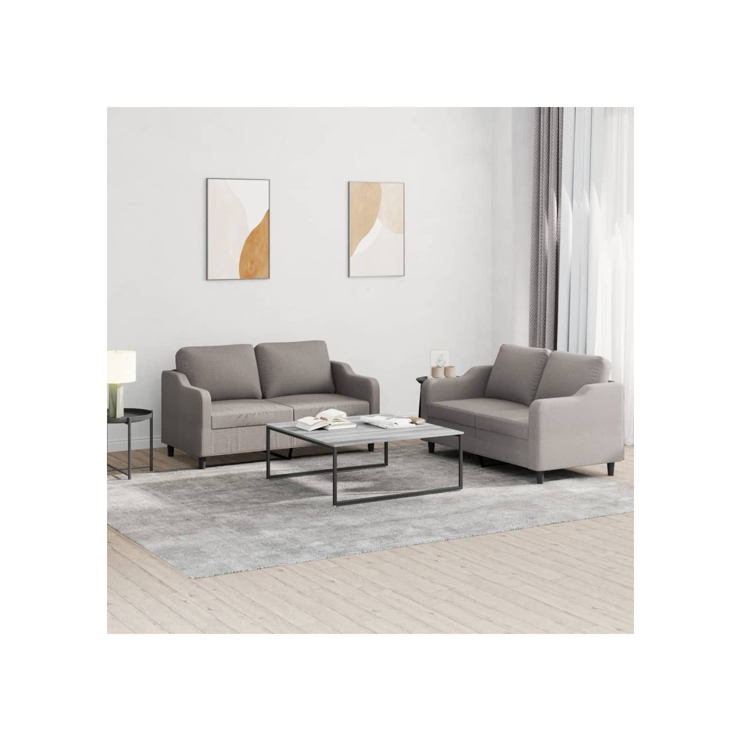 Ensemble de canapés 2 pcs avec coussins Taupe Tissu